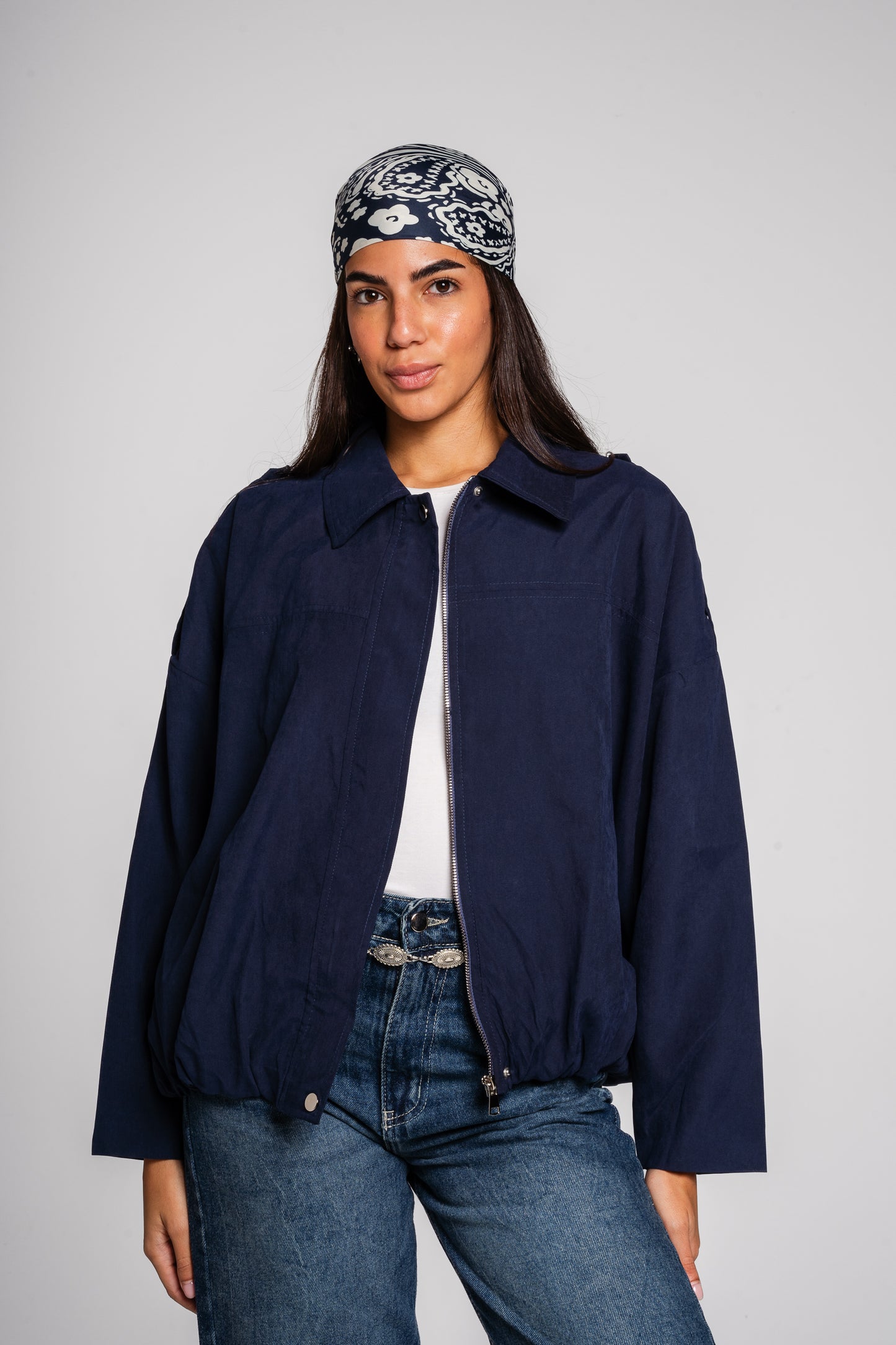 End Game Suede Jacket in Navy