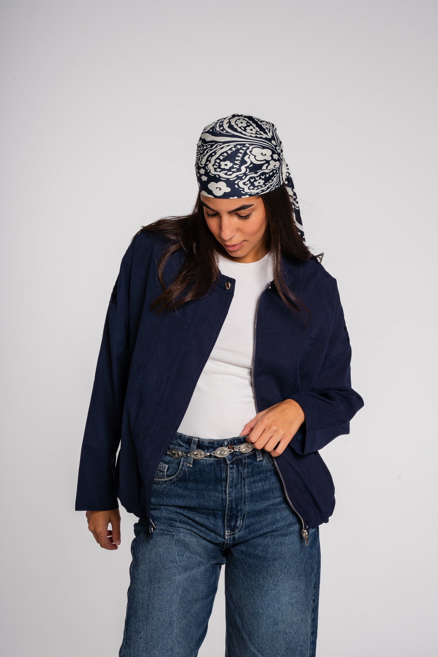 End Game Suede Jacket in Navy