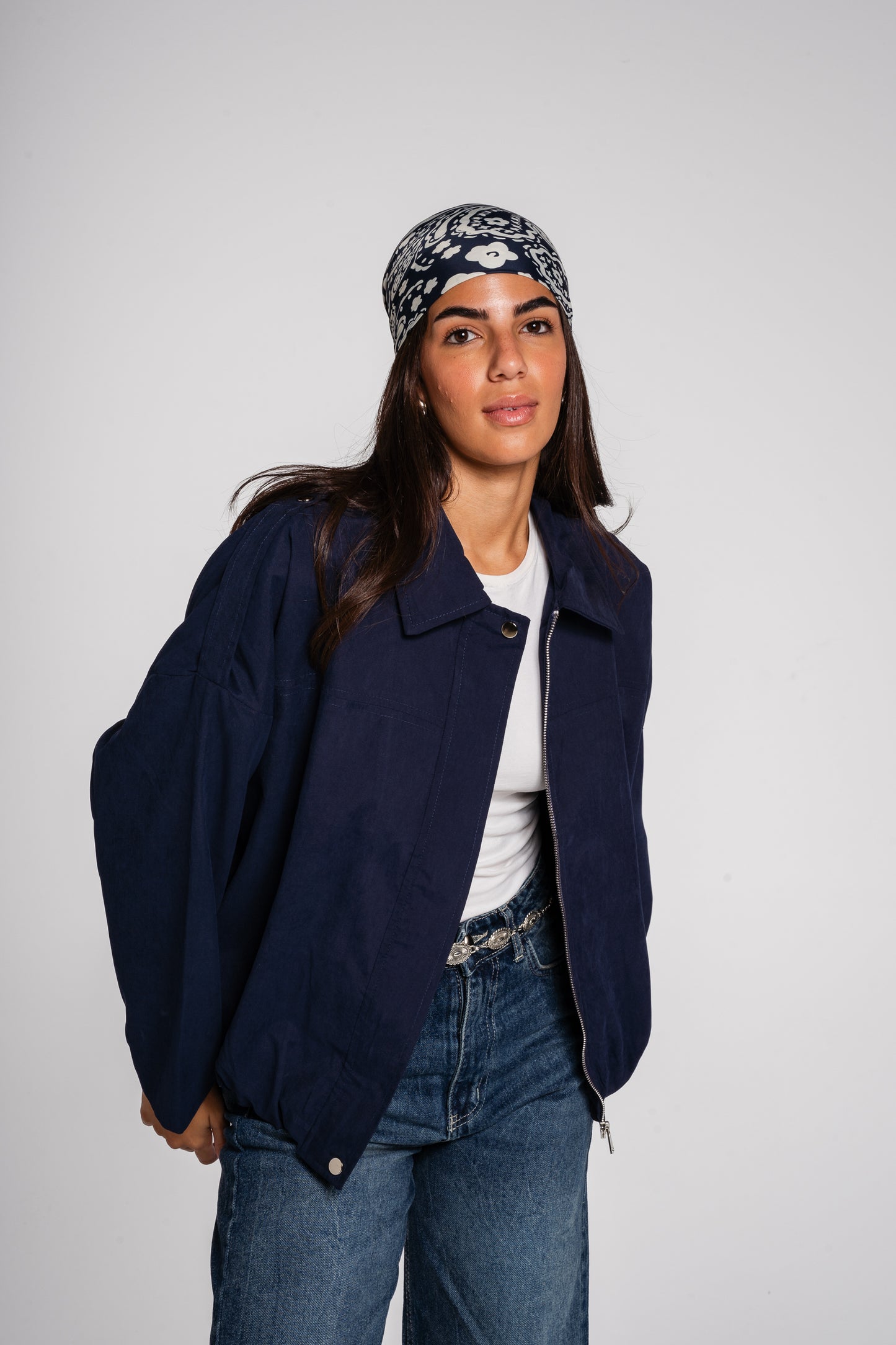 End Game Suede Jacket in Navy