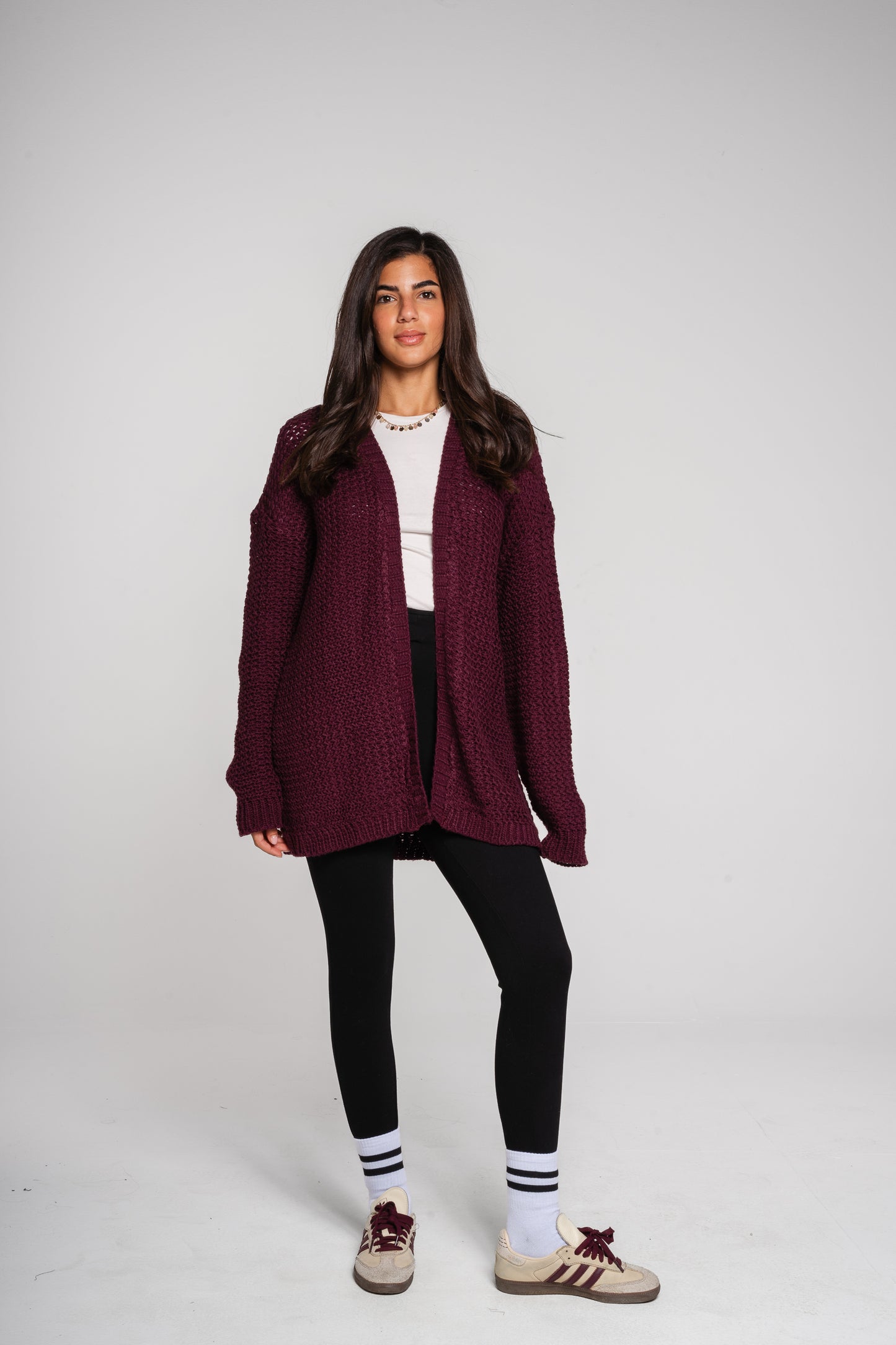 (Pre-order) Whisper Knit Cardigan in Burgundy