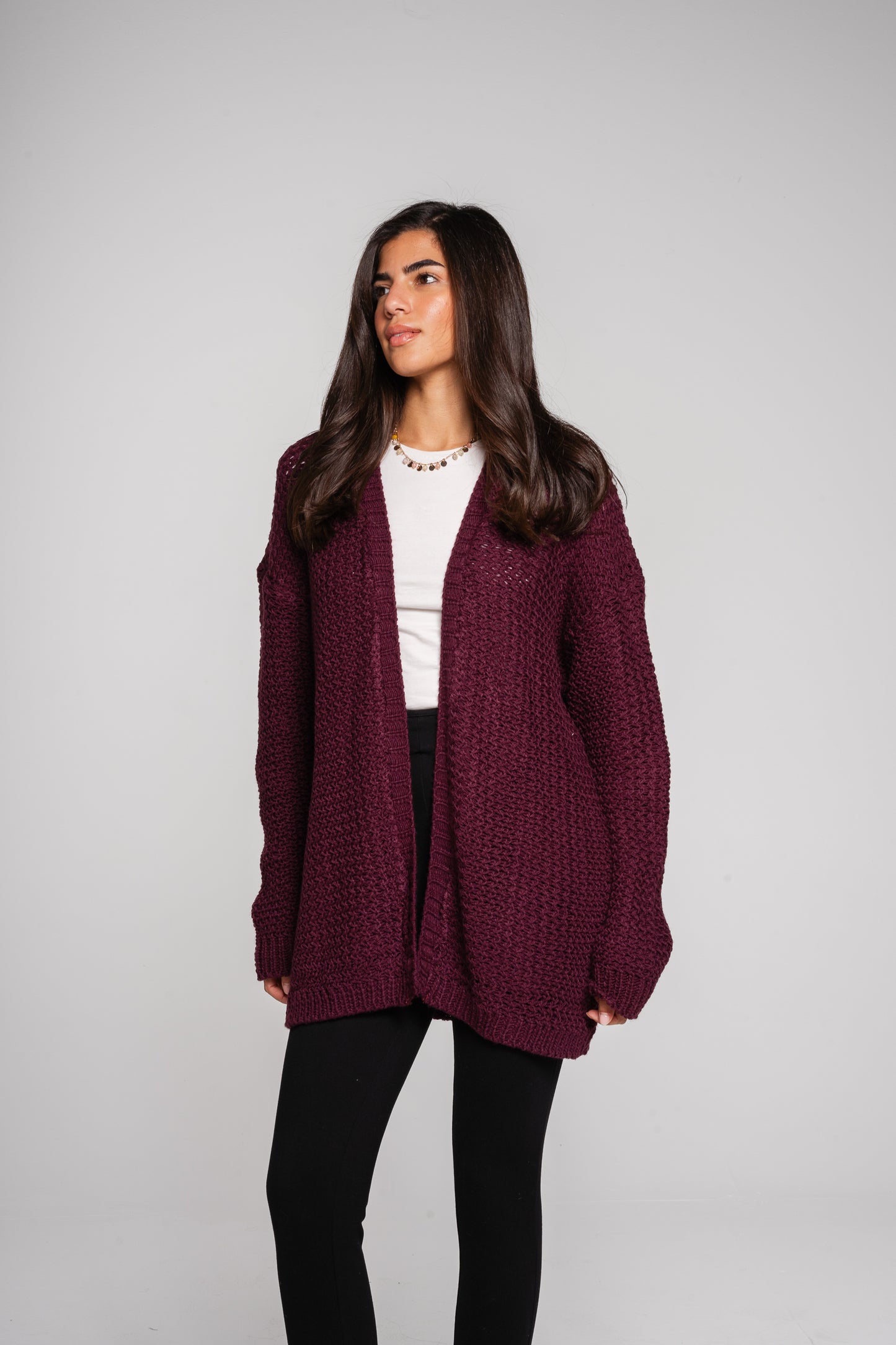 (Pre-order) Whisper Knit Cardigan in Burgundy