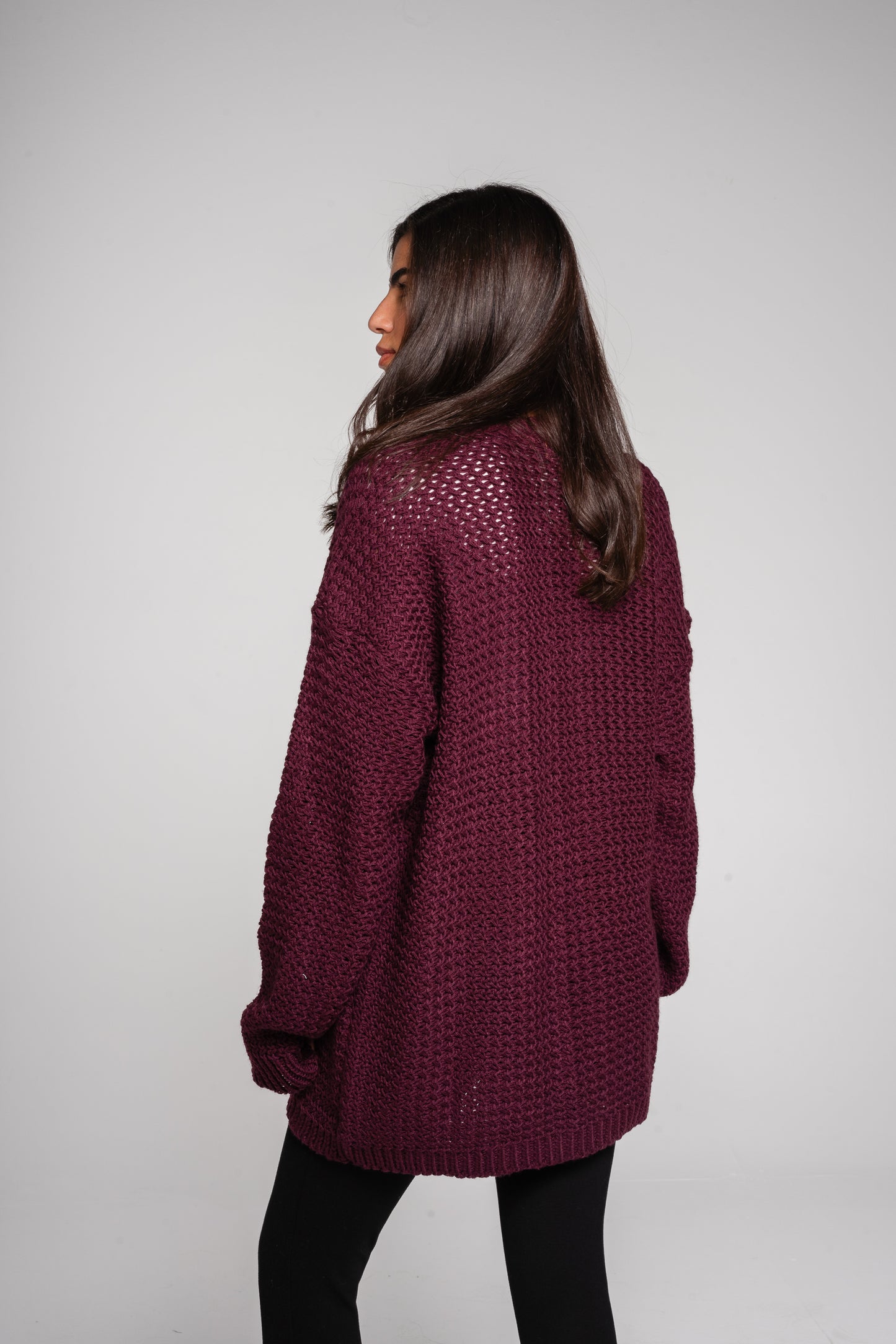 (Pre-order) Whisper Knit Cardigan in Burgundy