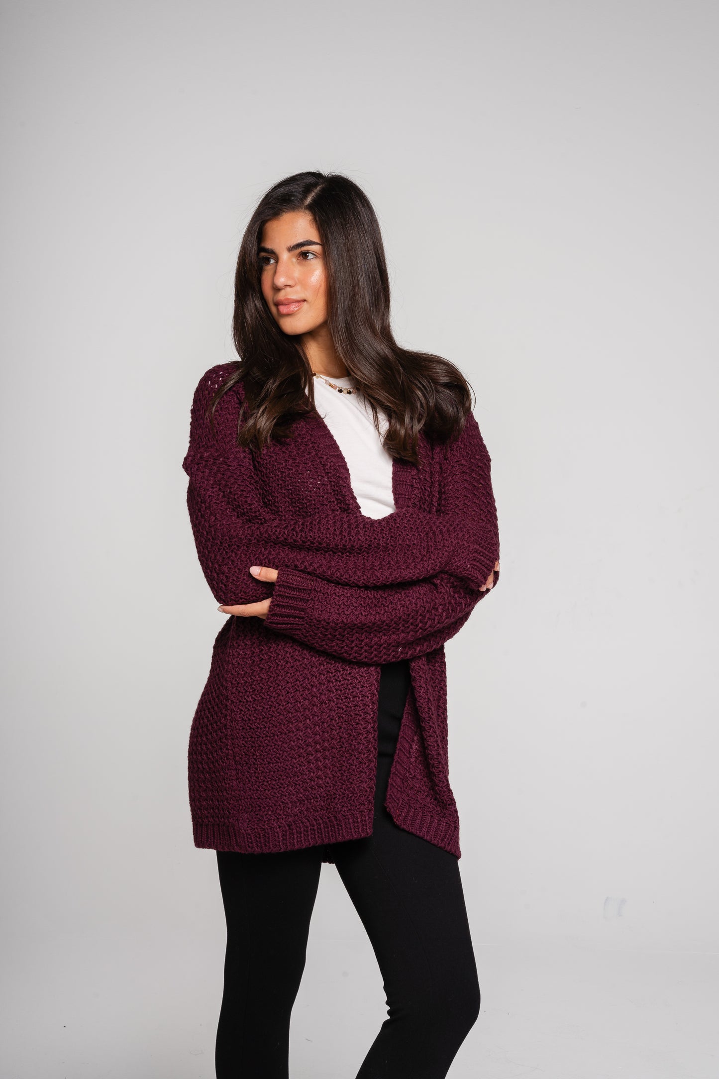 (Pre-order) Whisper Knit Cardigan in Burgundy