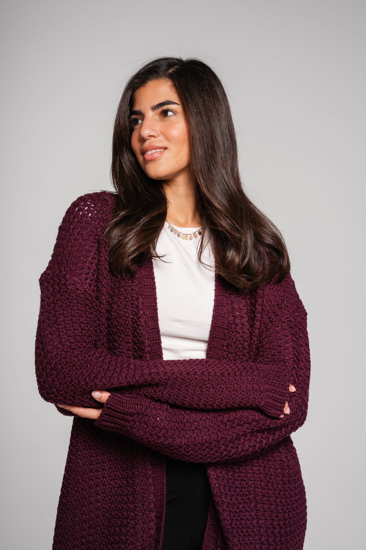(Pre-order) Whisper Knit Cardigan in Burgundy