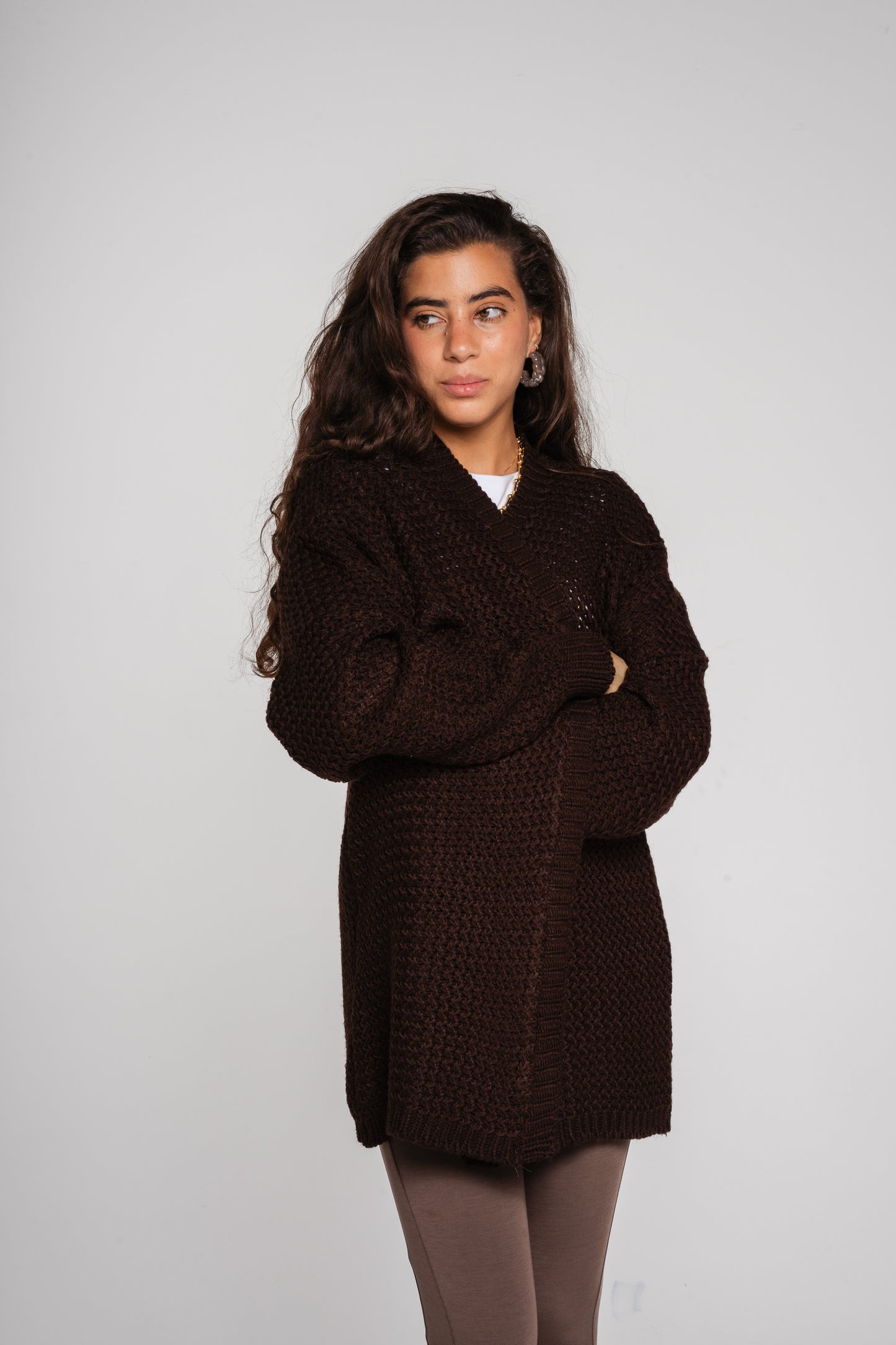 (Preorder)Whisper Knit Cardigan in Brown