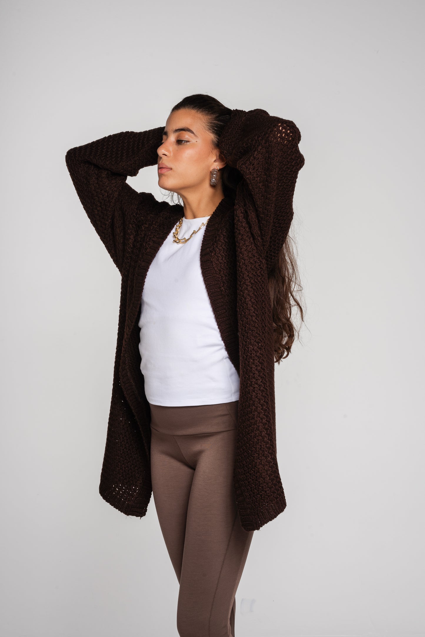 (Preorder)Whisper Knit Cardigan in Brown