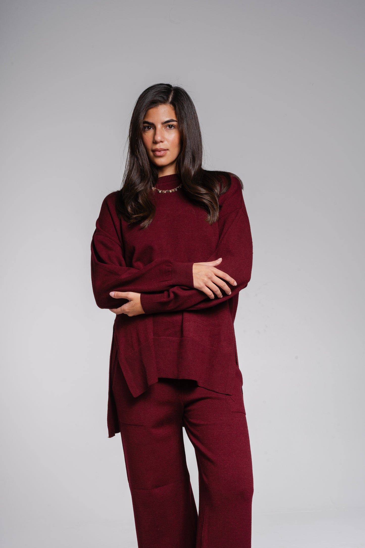 The Knit Set in Burgundy