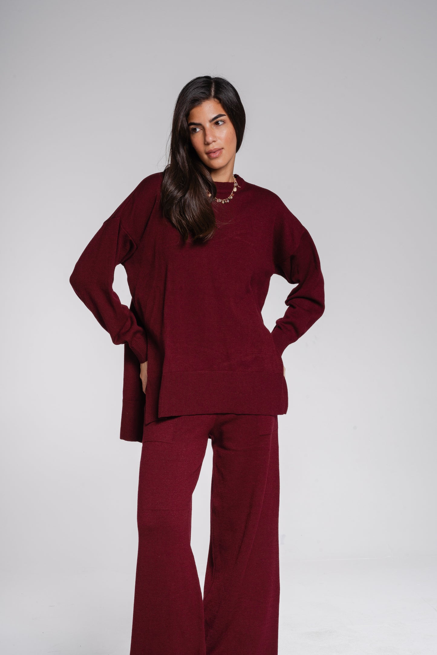 The Knit Set in Burgundy