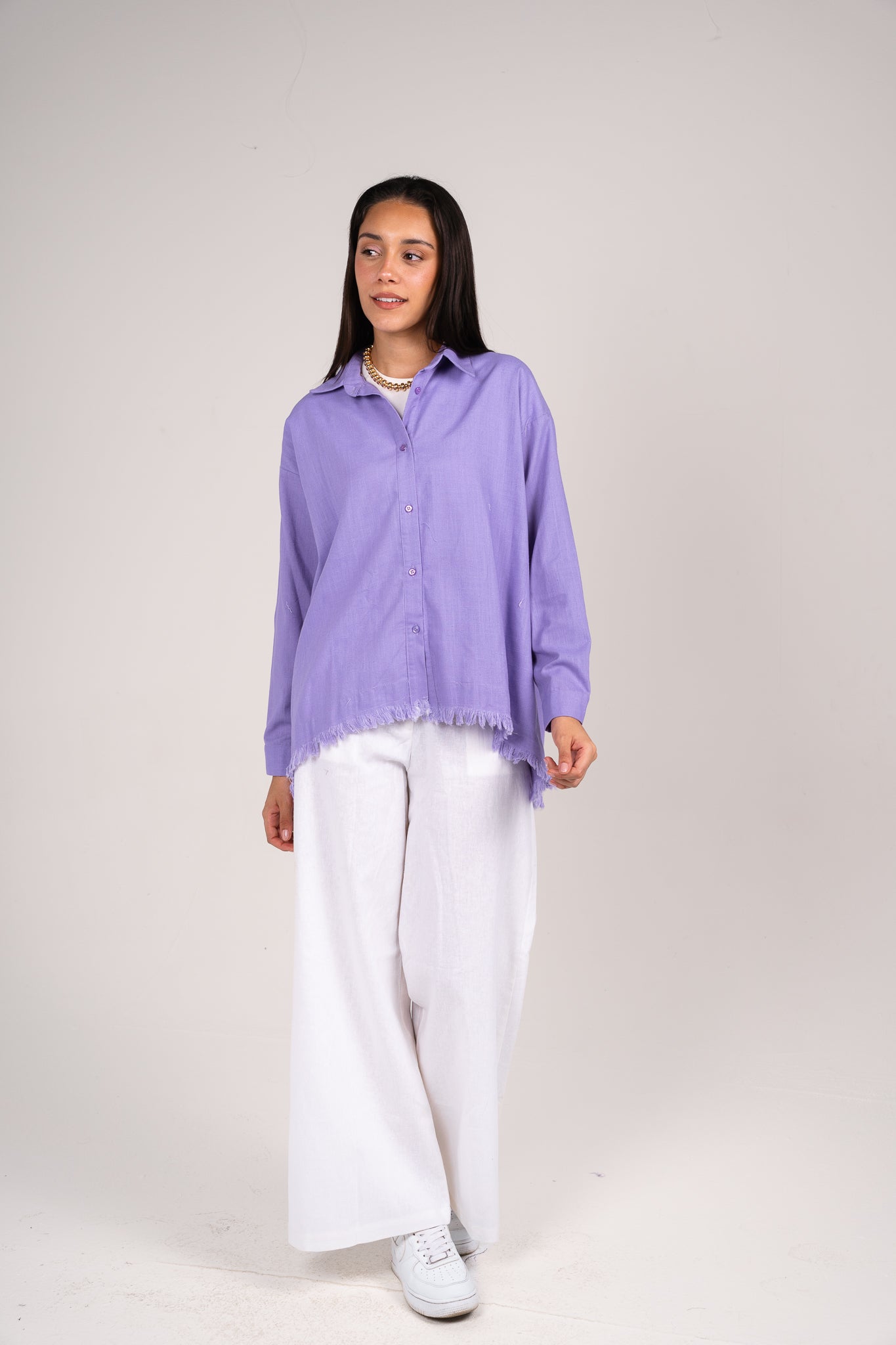 Lifestyle fringes shirt in Lilac