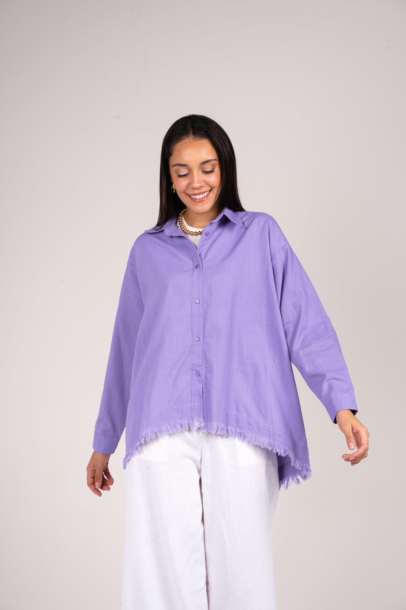 Lifestyle fringes shirt in Lilac