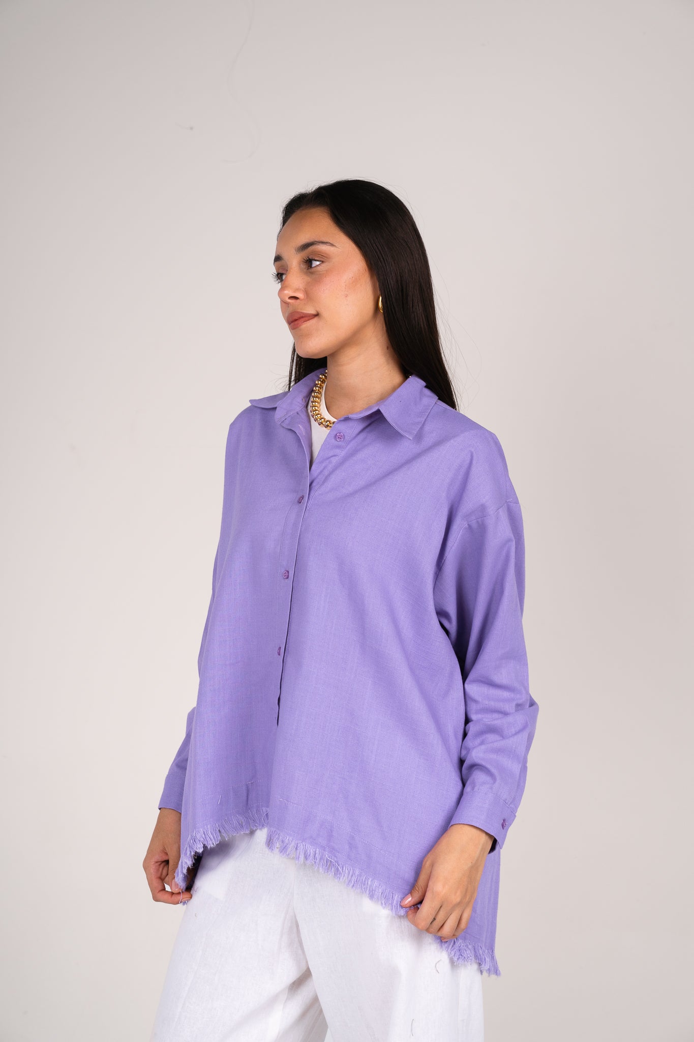 Lifestyle fringes shirt in Lilac