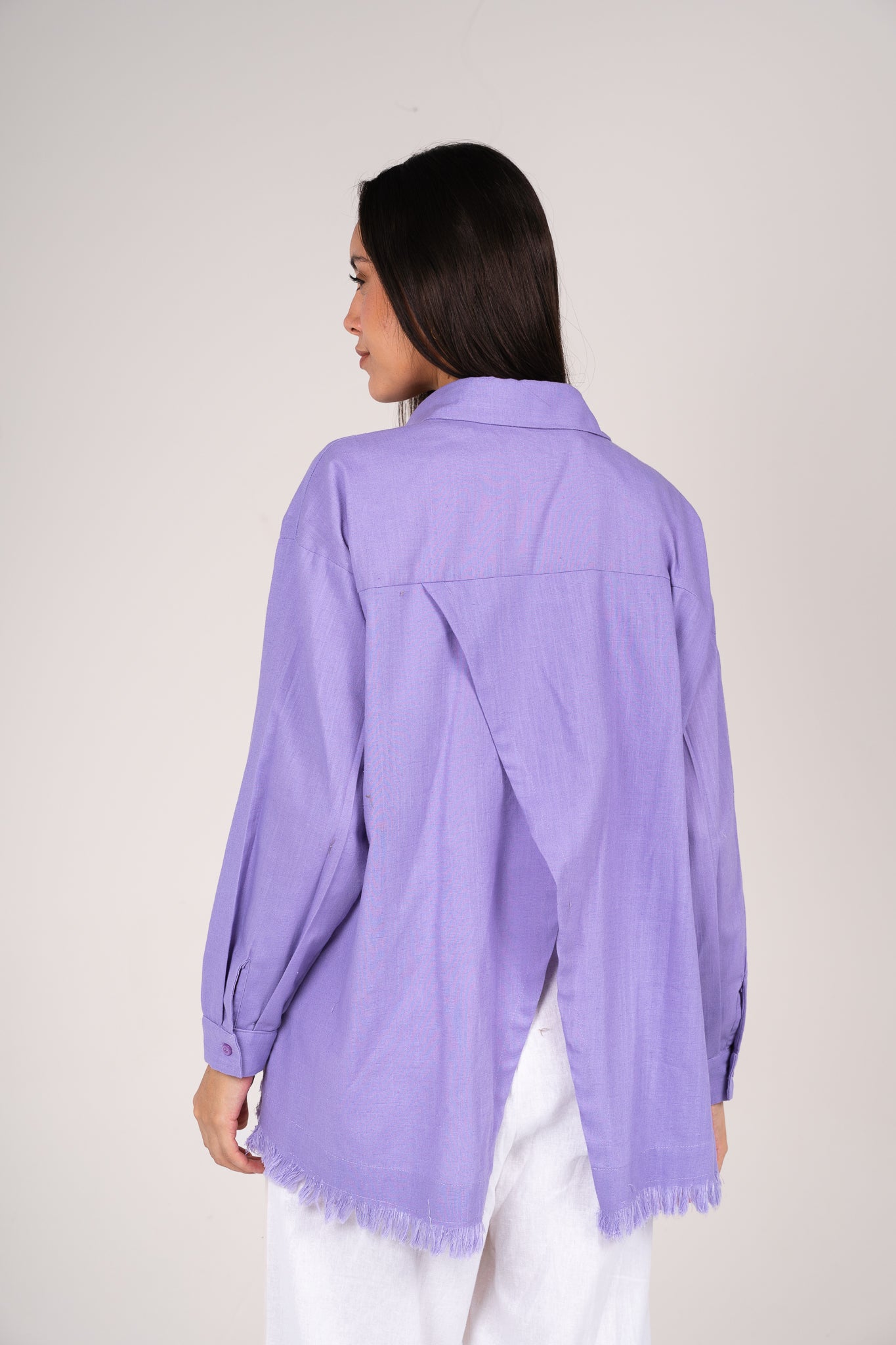Lifestyle fringes shirt in Lilac