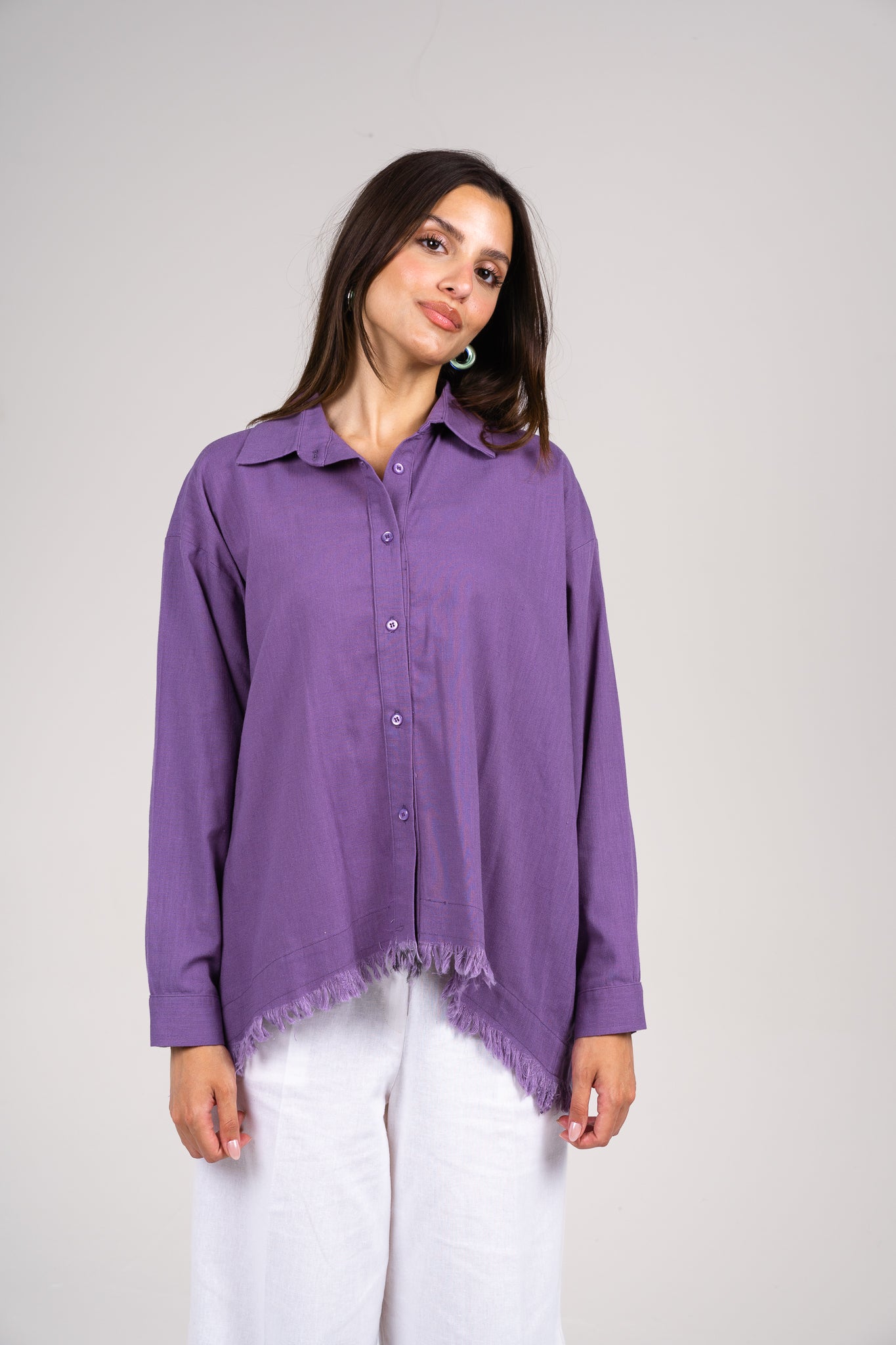 Lifestyle fringes shirt in Purple