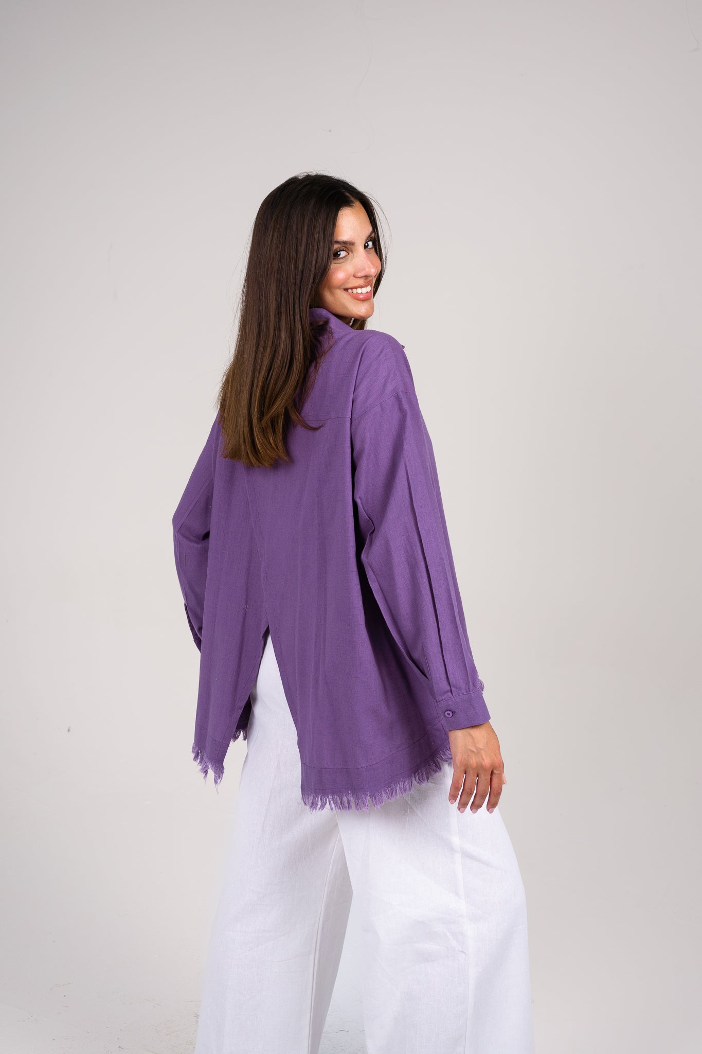 Lifestyle fringes shirt in Purple