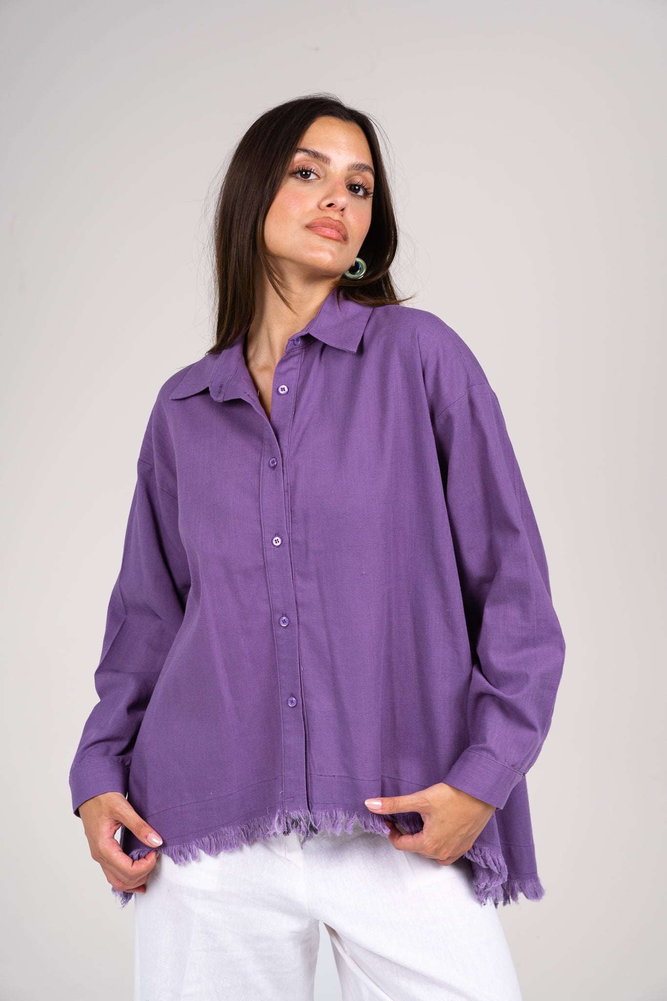 Lifestyle fringes shirt in Purple