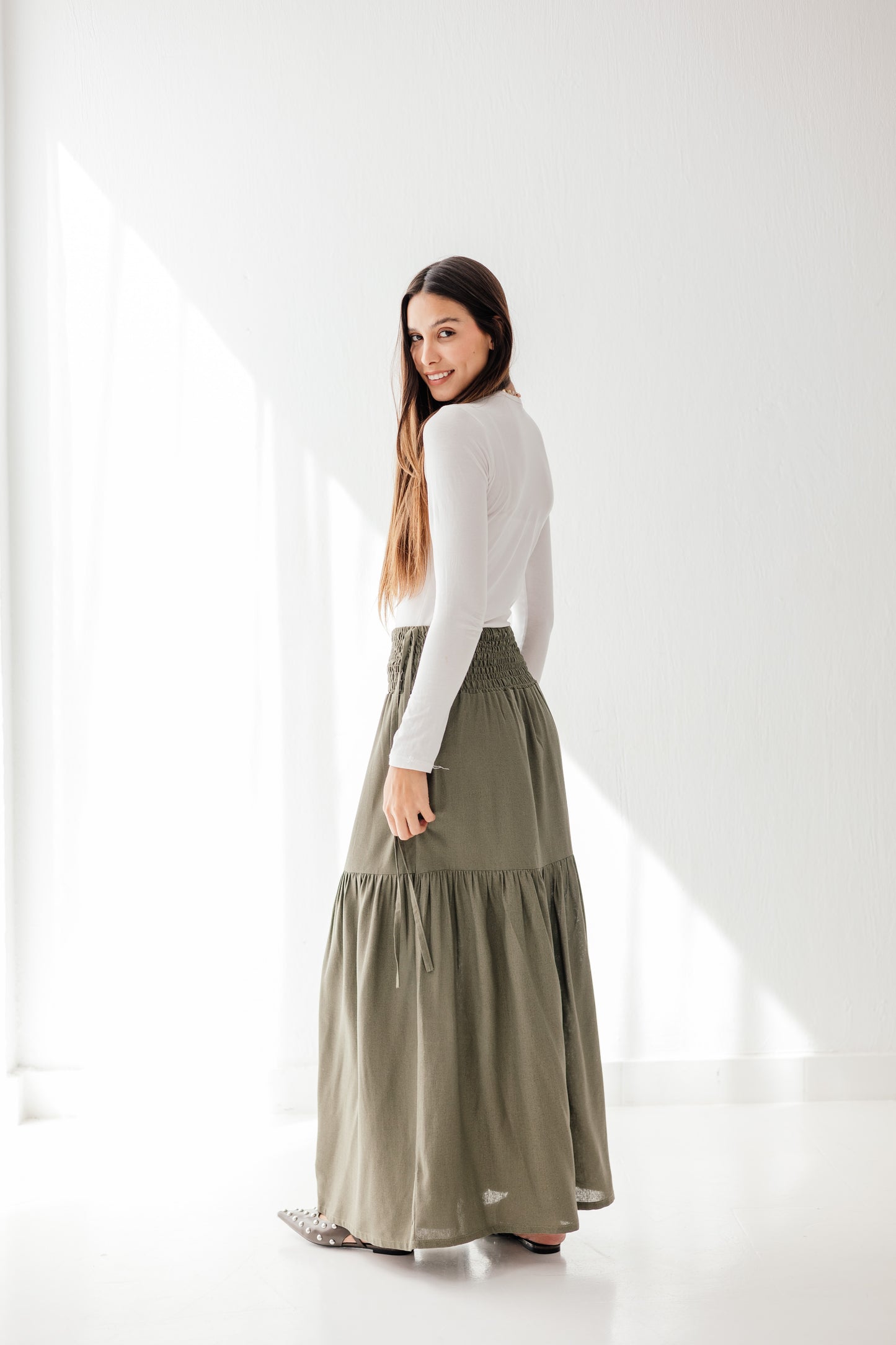 Out and about skirt in Olive