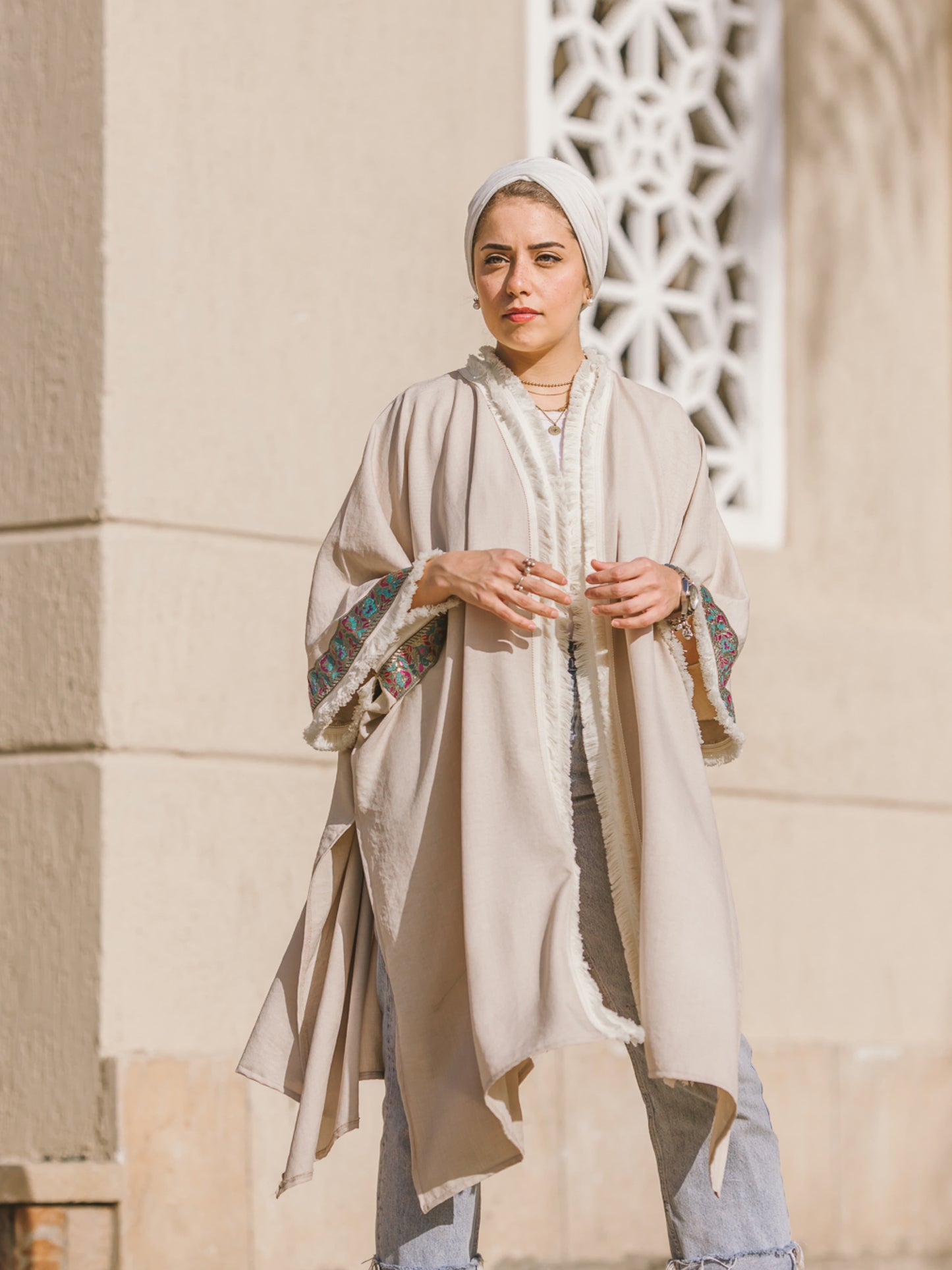 Mid Length Beige Kimono