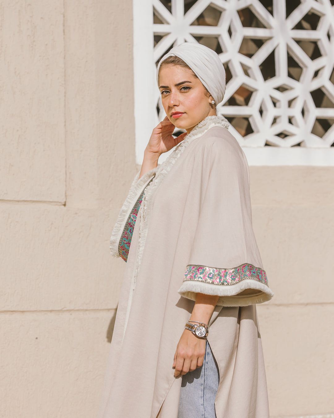 Mid Length Beige Kimono