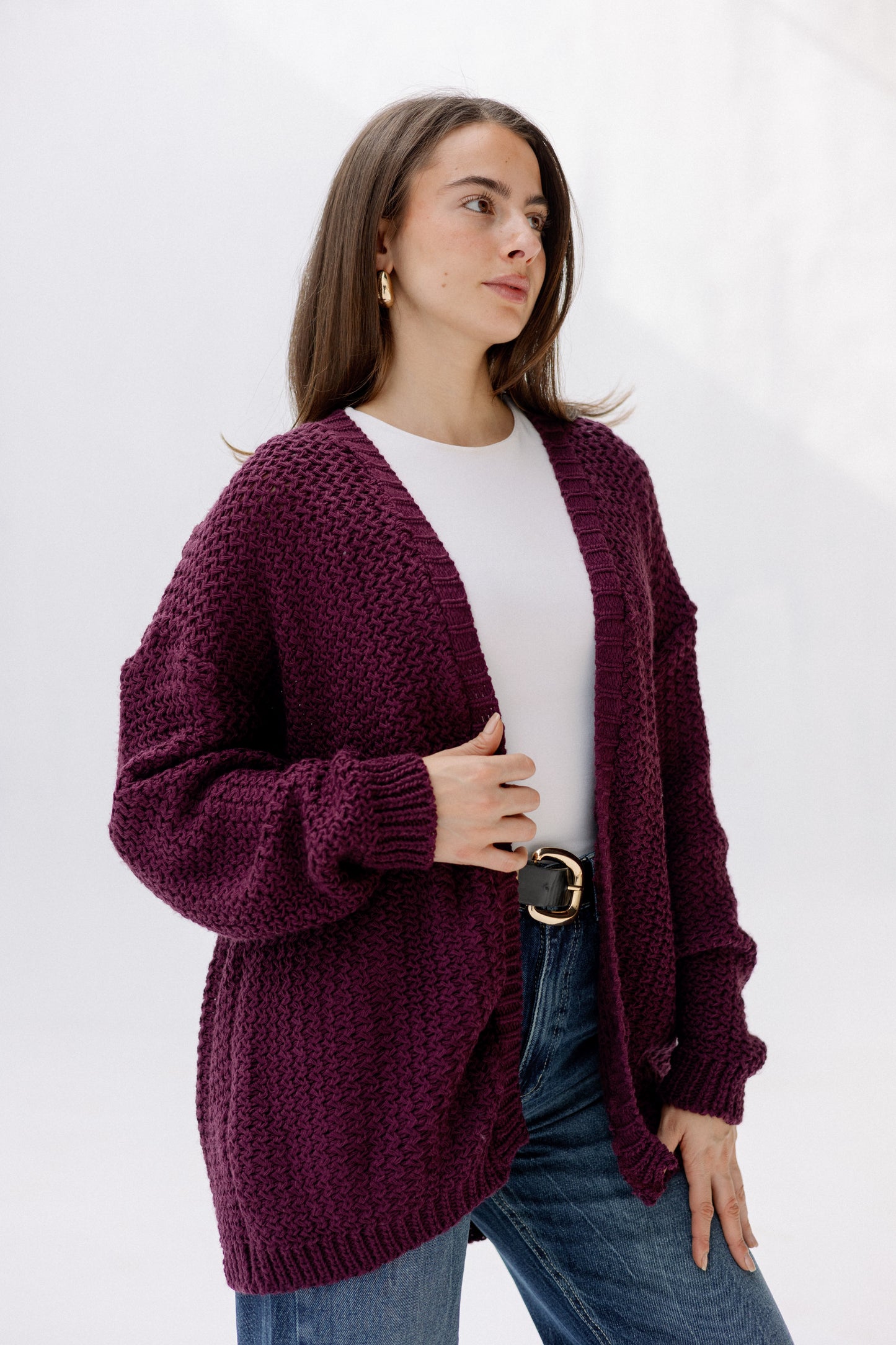 Whisper Knit Cardigan in Burgundy