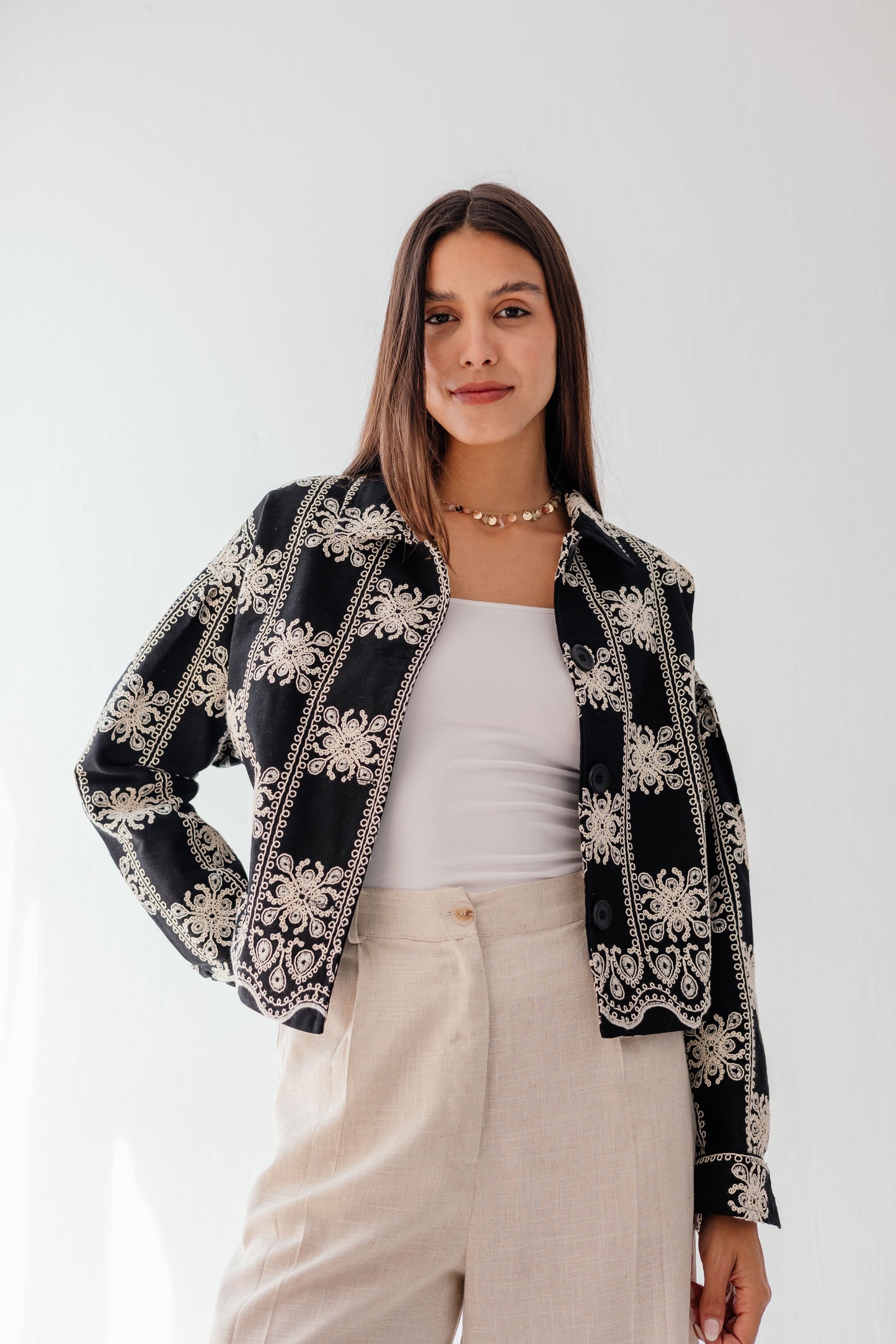 Embroidered jacket in Black