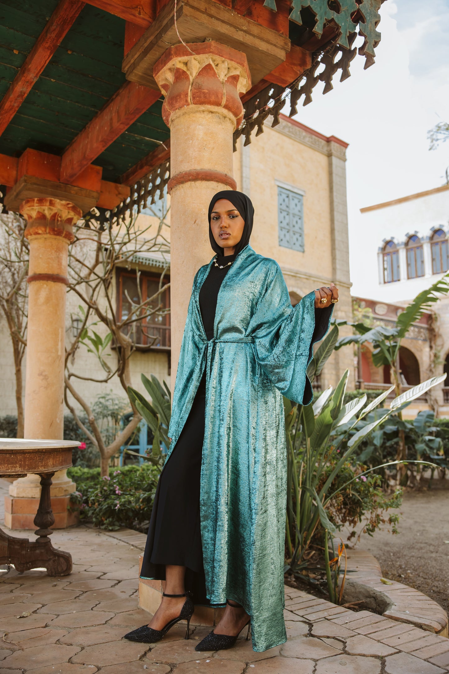 Shimmer kimono in Aqua blue