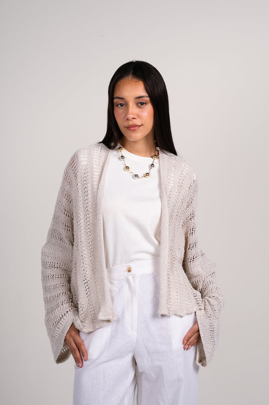Sunbeam crochet kimono in White