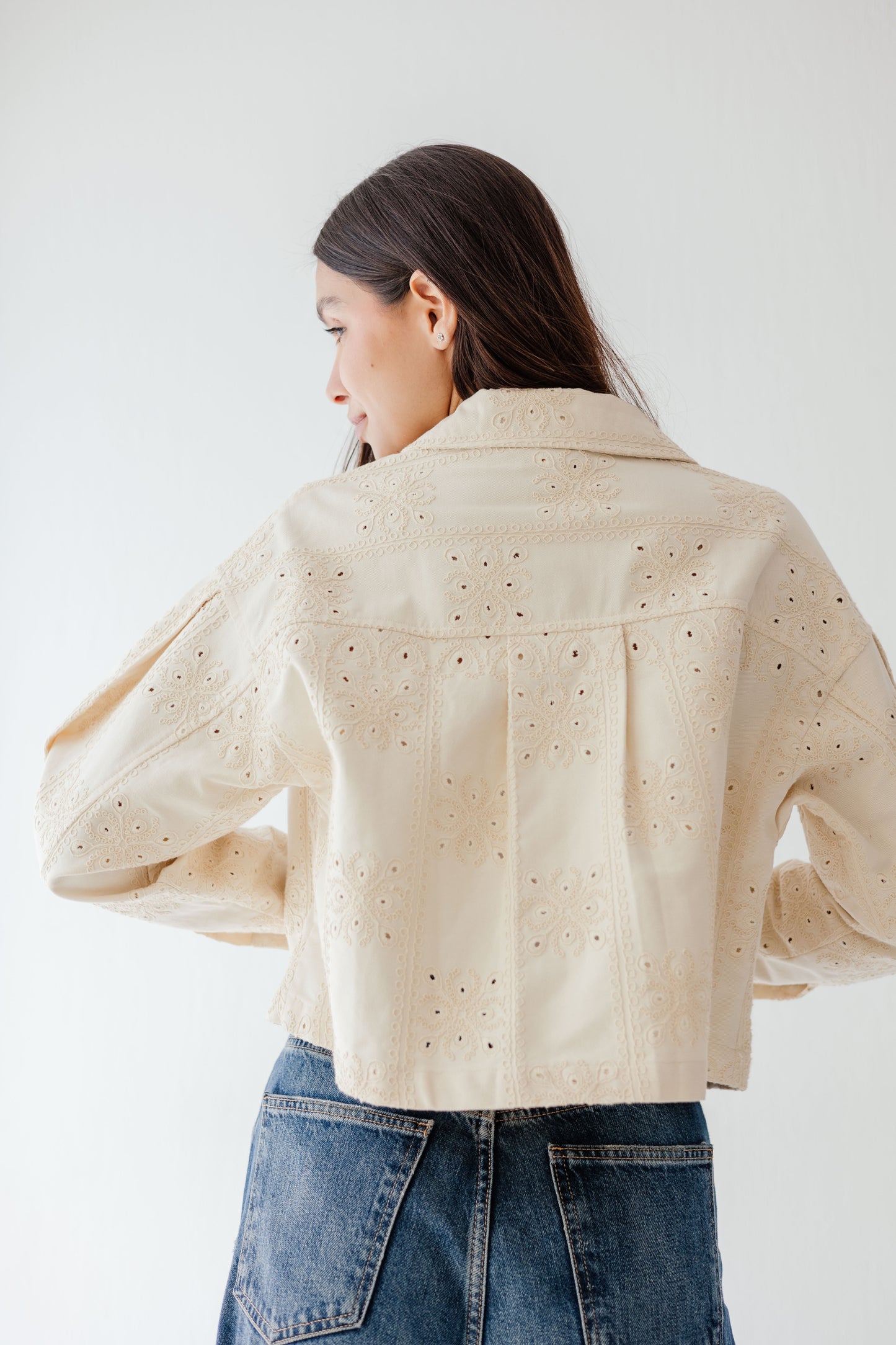 Embroidered jacket in Beige