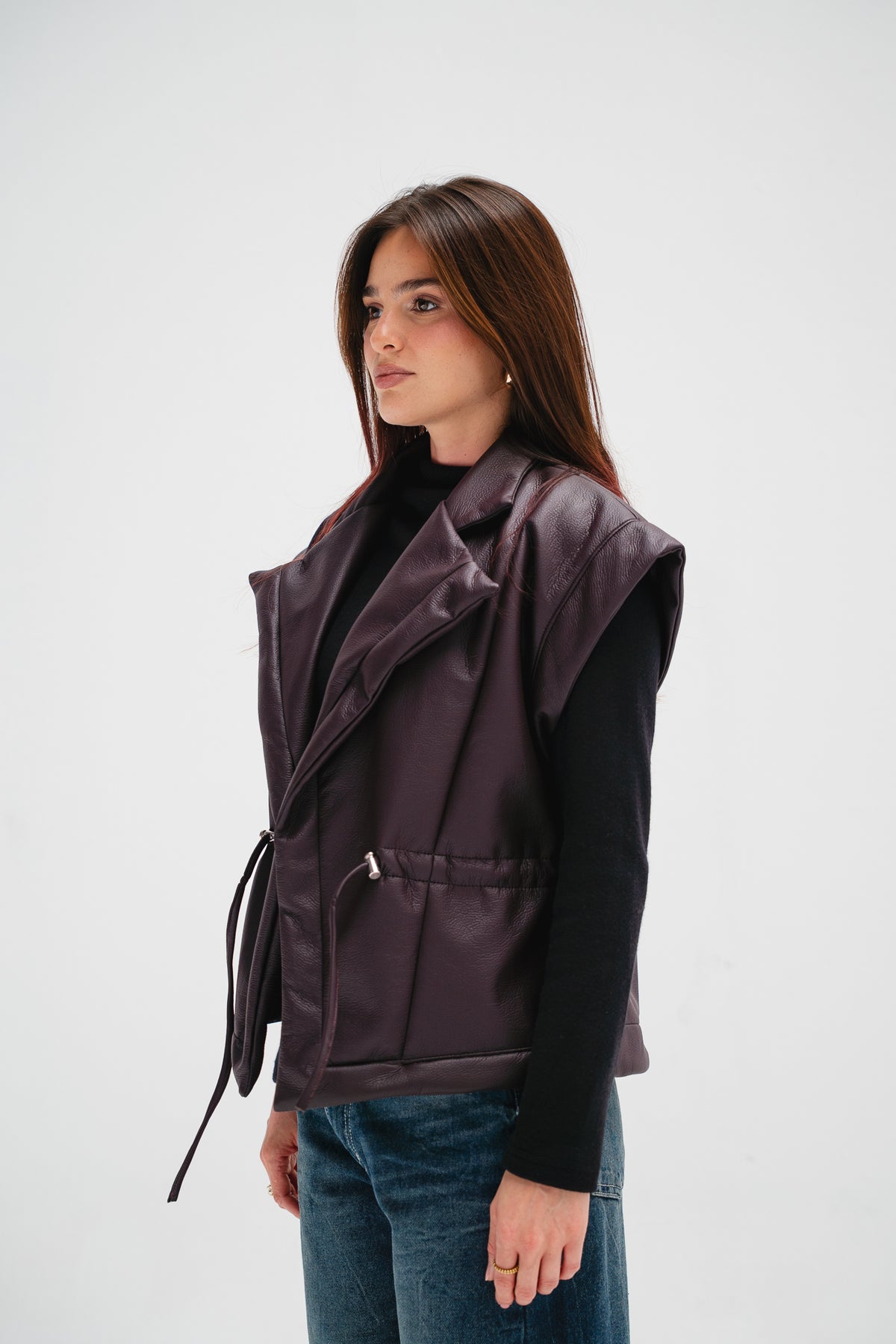 Downtown Leather Vest in Burgundy