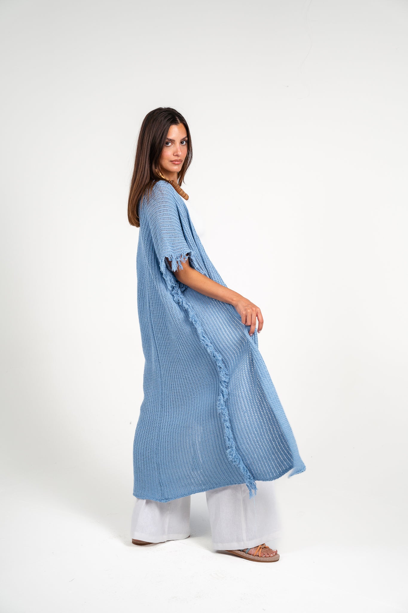 Clear skies crochet cover-up in Blue