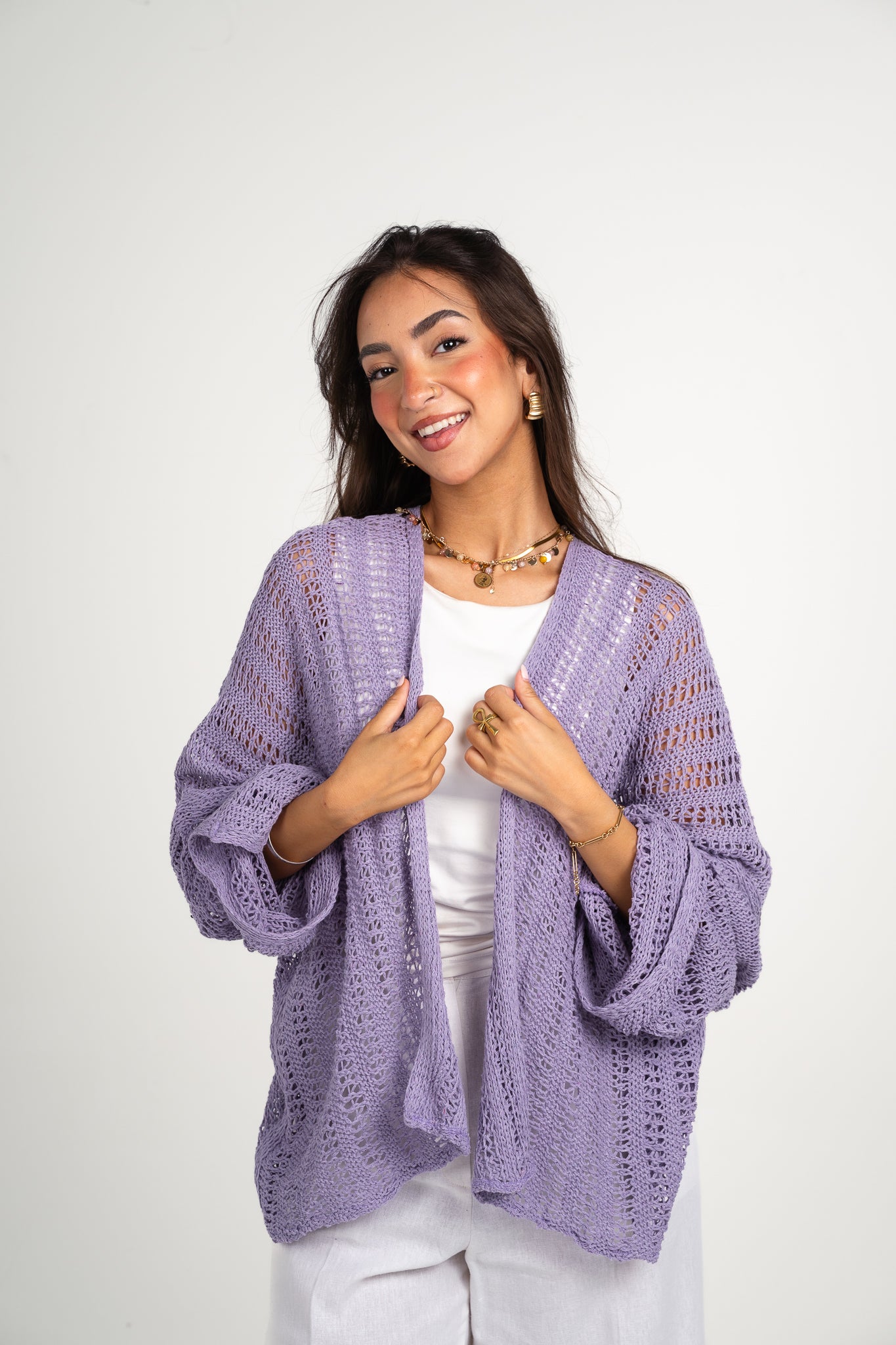 Sunbeam crochet kimono in Lilac
