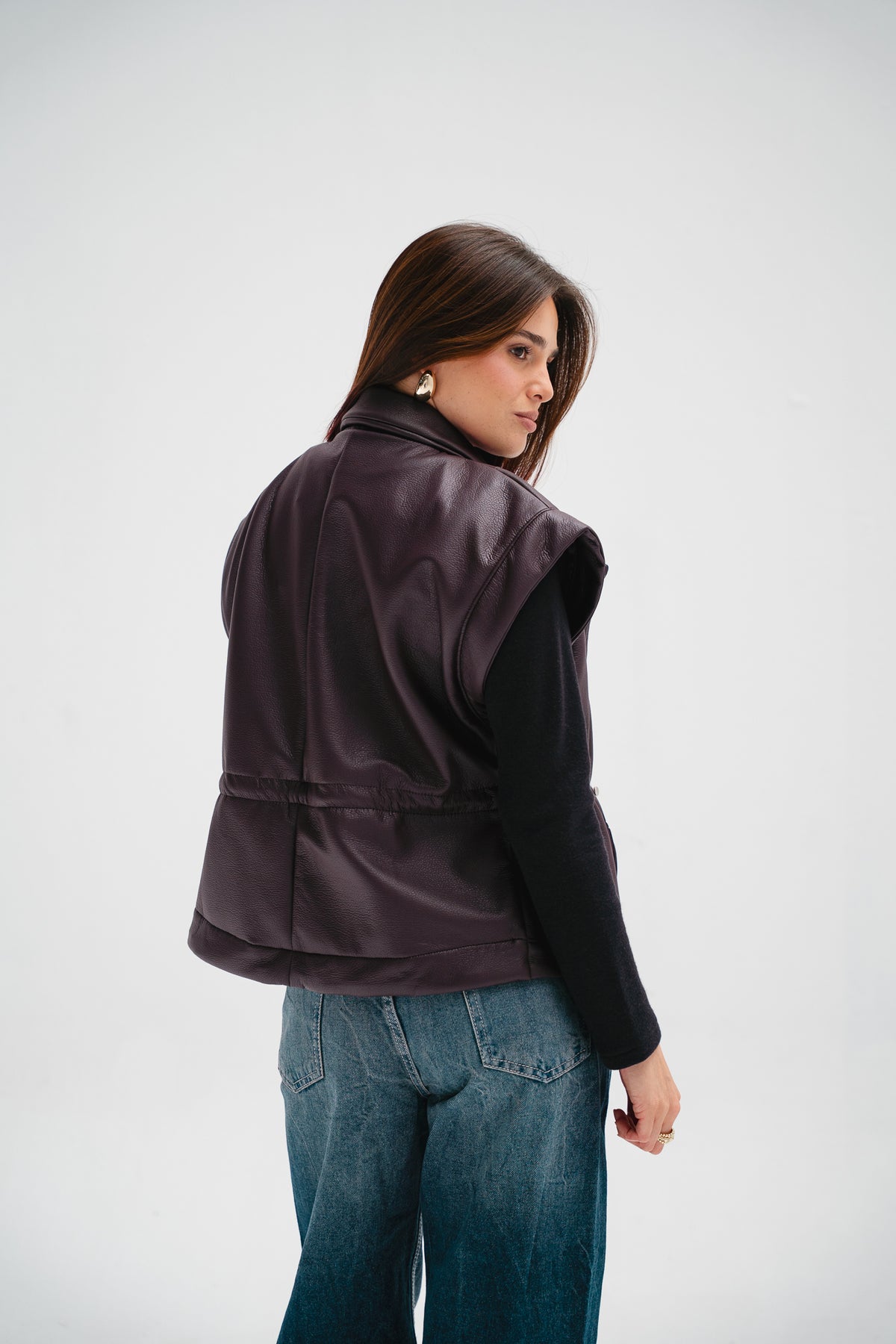 Downtown Leather Vest in Burgundy