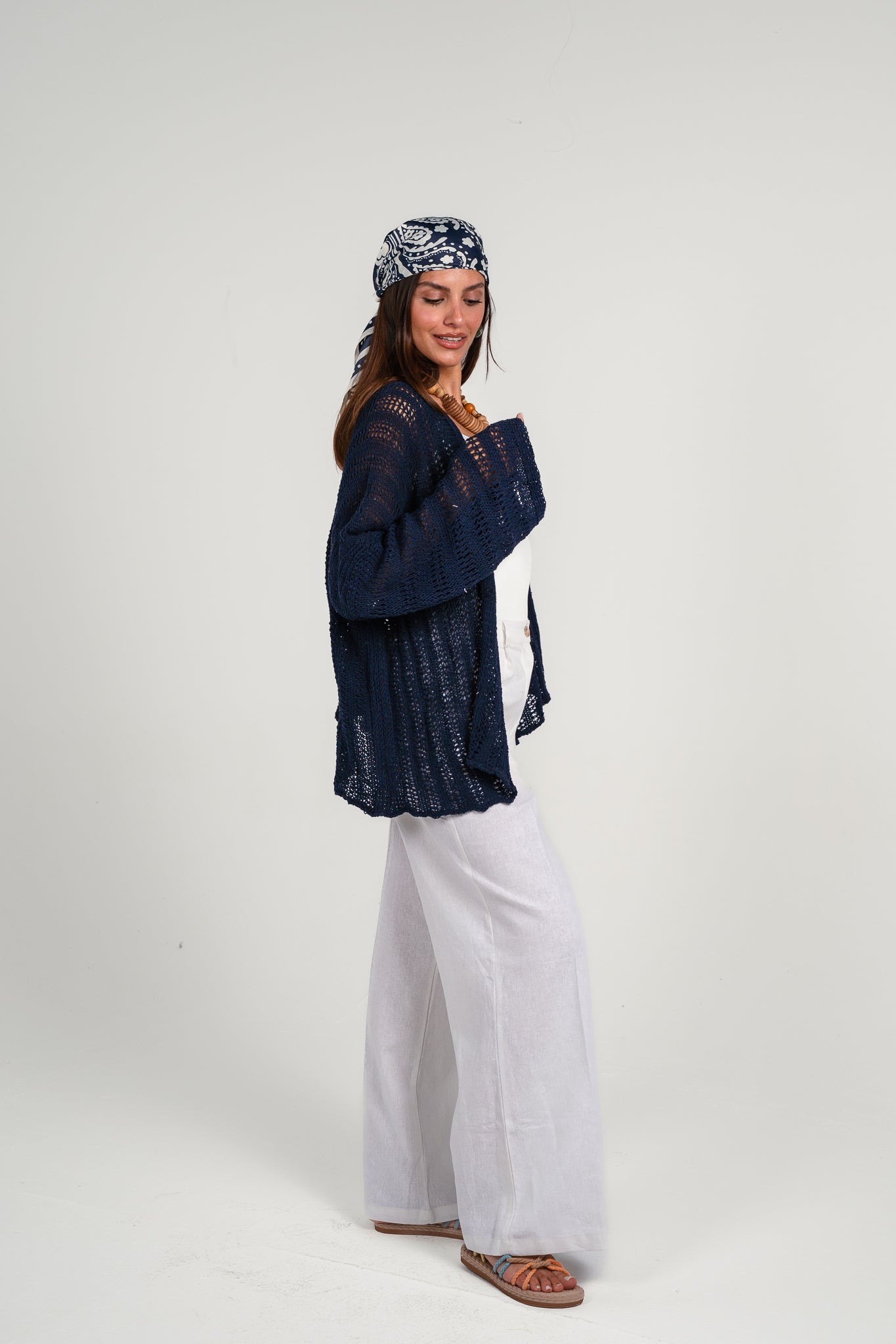 Sunbeam crochet kimono in Navy