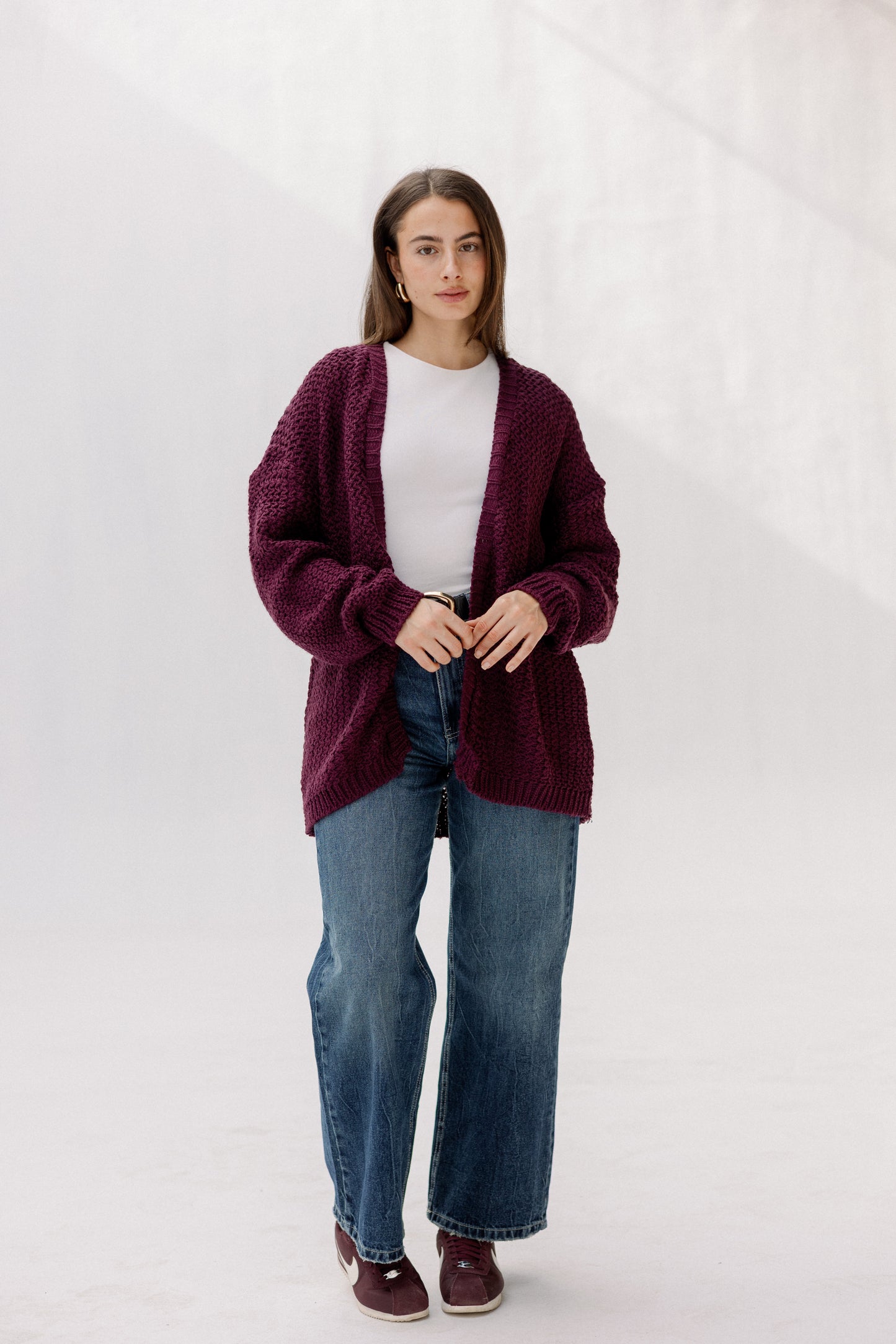 Whisper Knit Cardigan in Burgundy