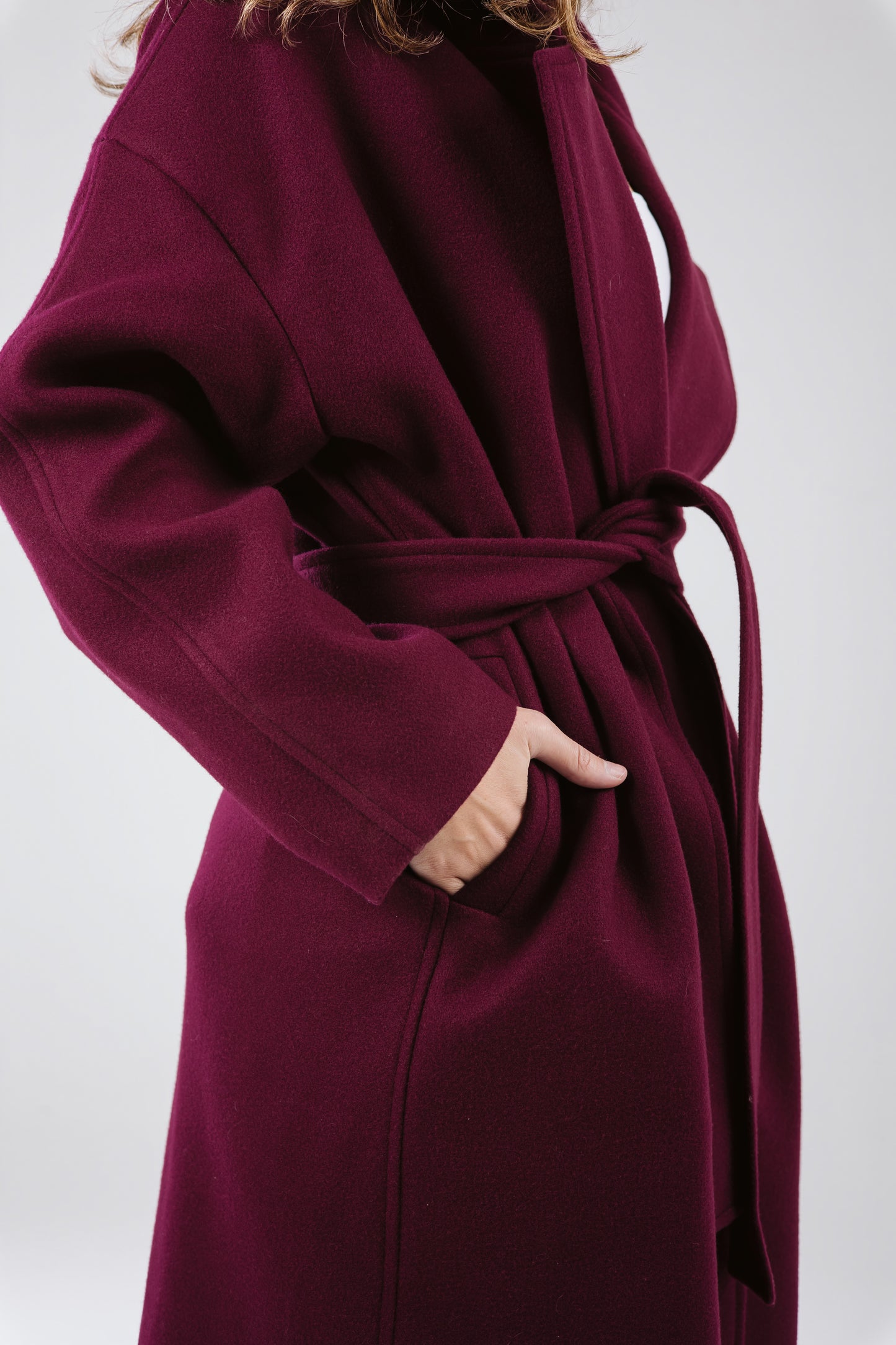 Snowflakes coat in burgundy