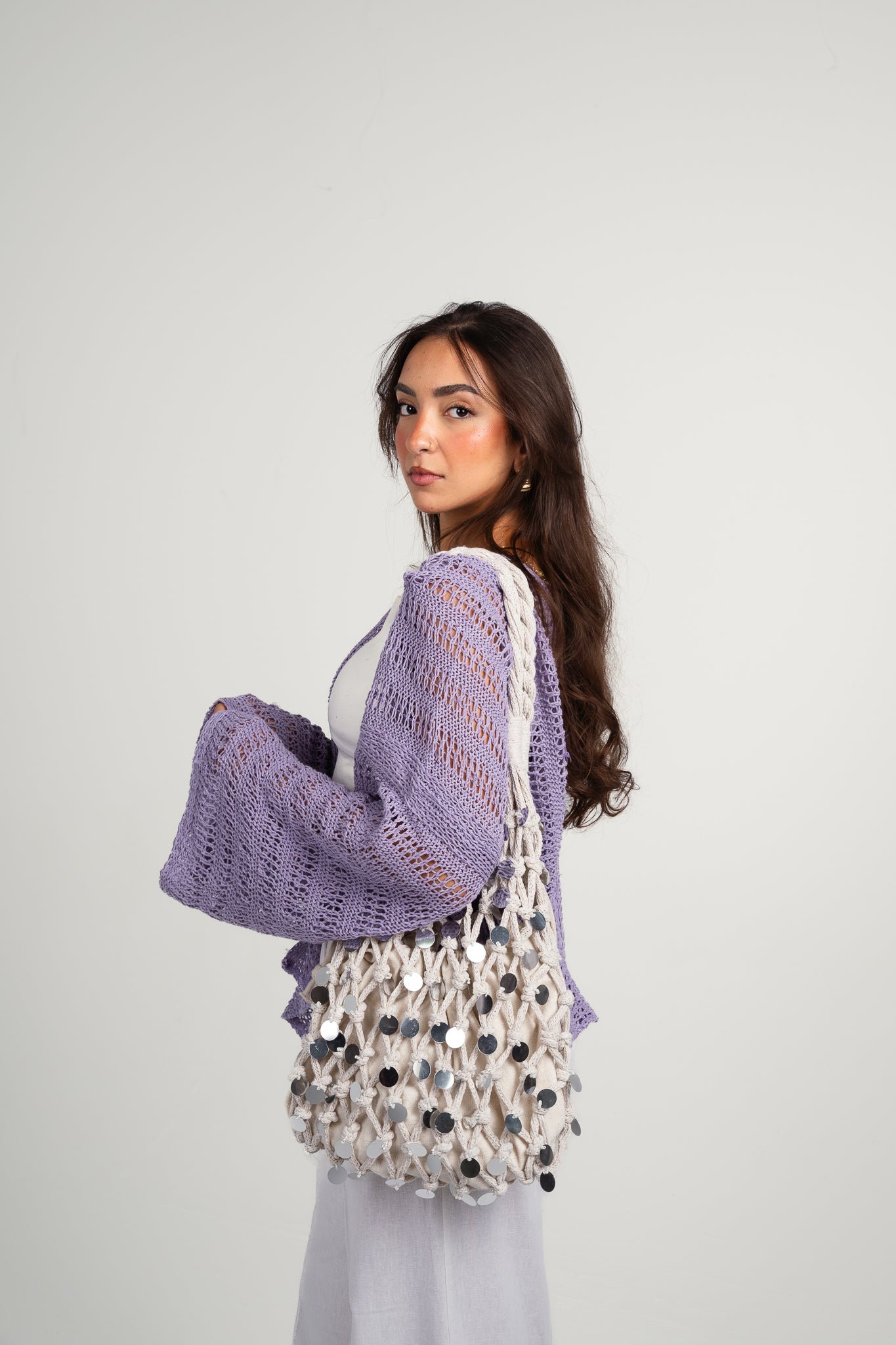Sunbeam crochet kimono in Lilac