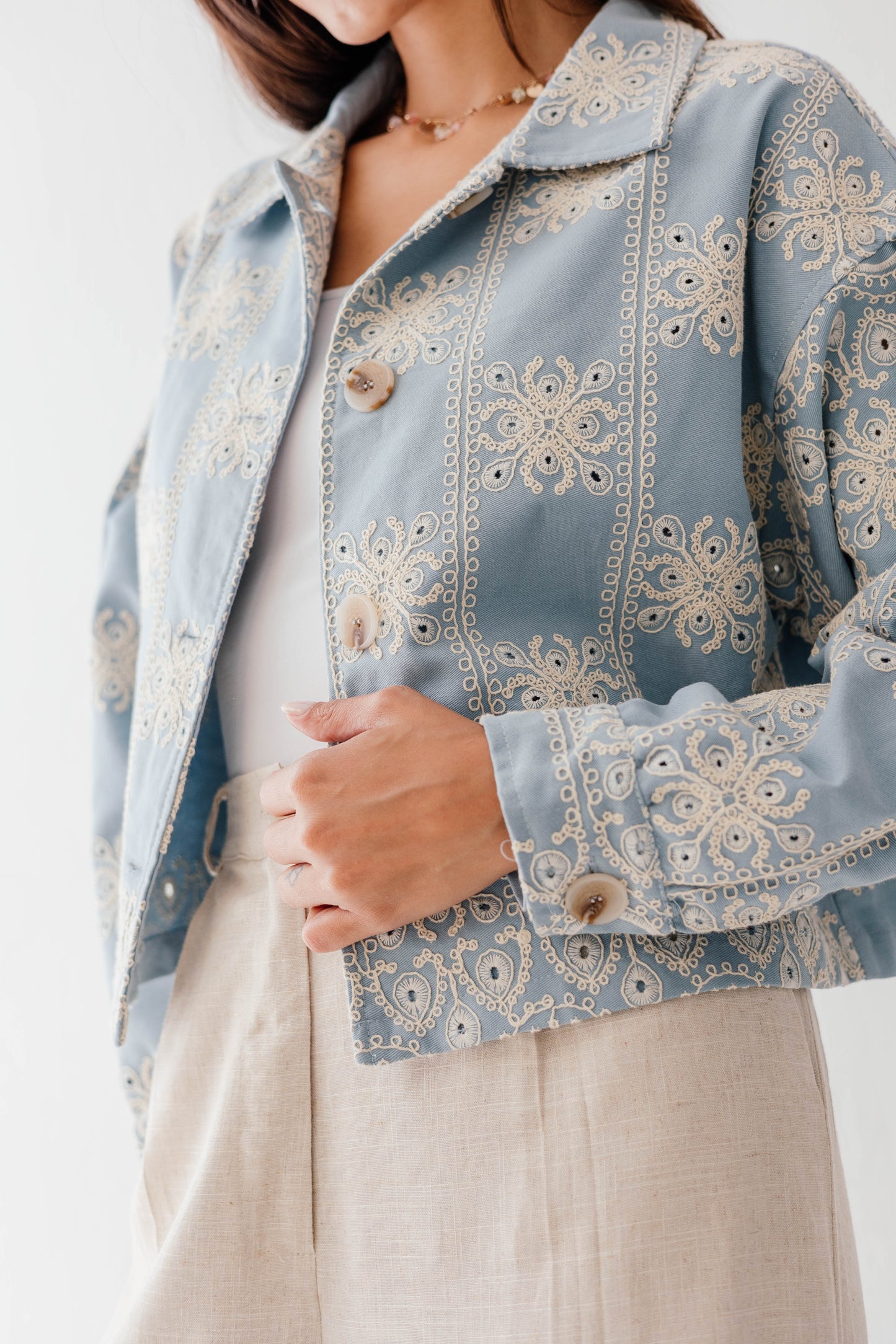 Embroidered jacket in Blue