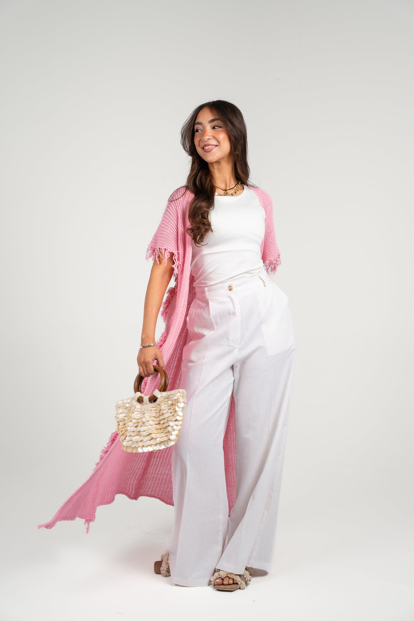 Clear skies crochet cover-up in Pink