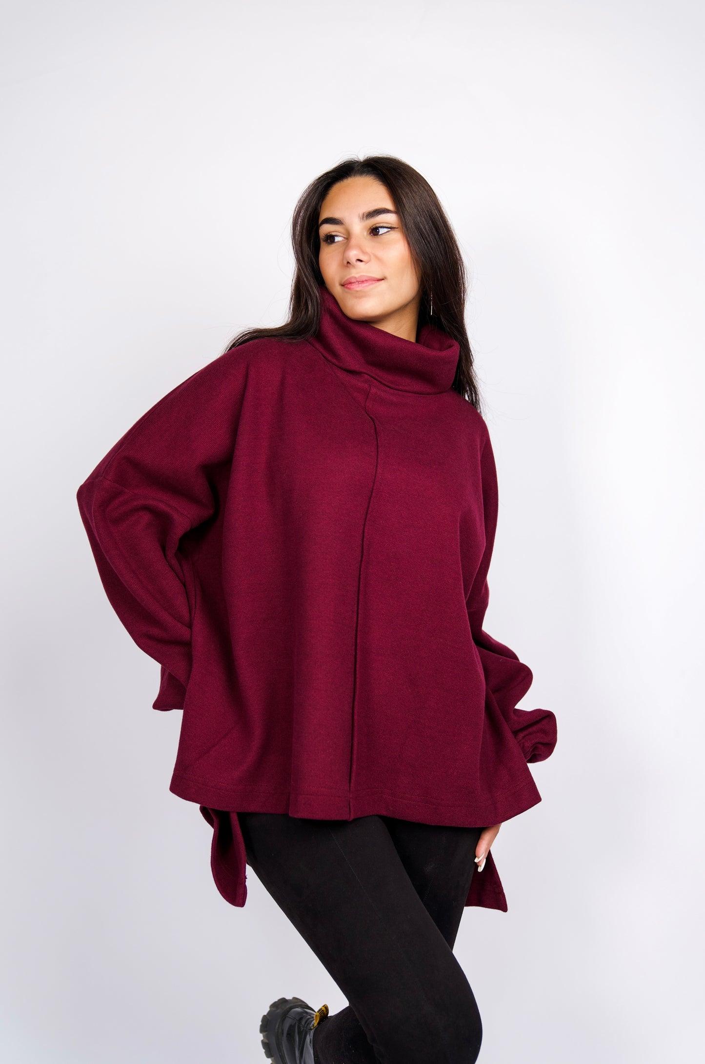 All I Need pullover in burgundy