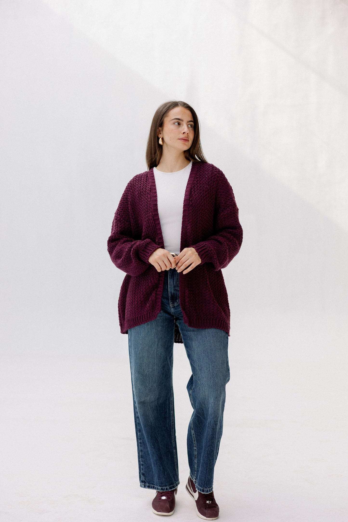 Whisper Knit Cardigan in Burgundy