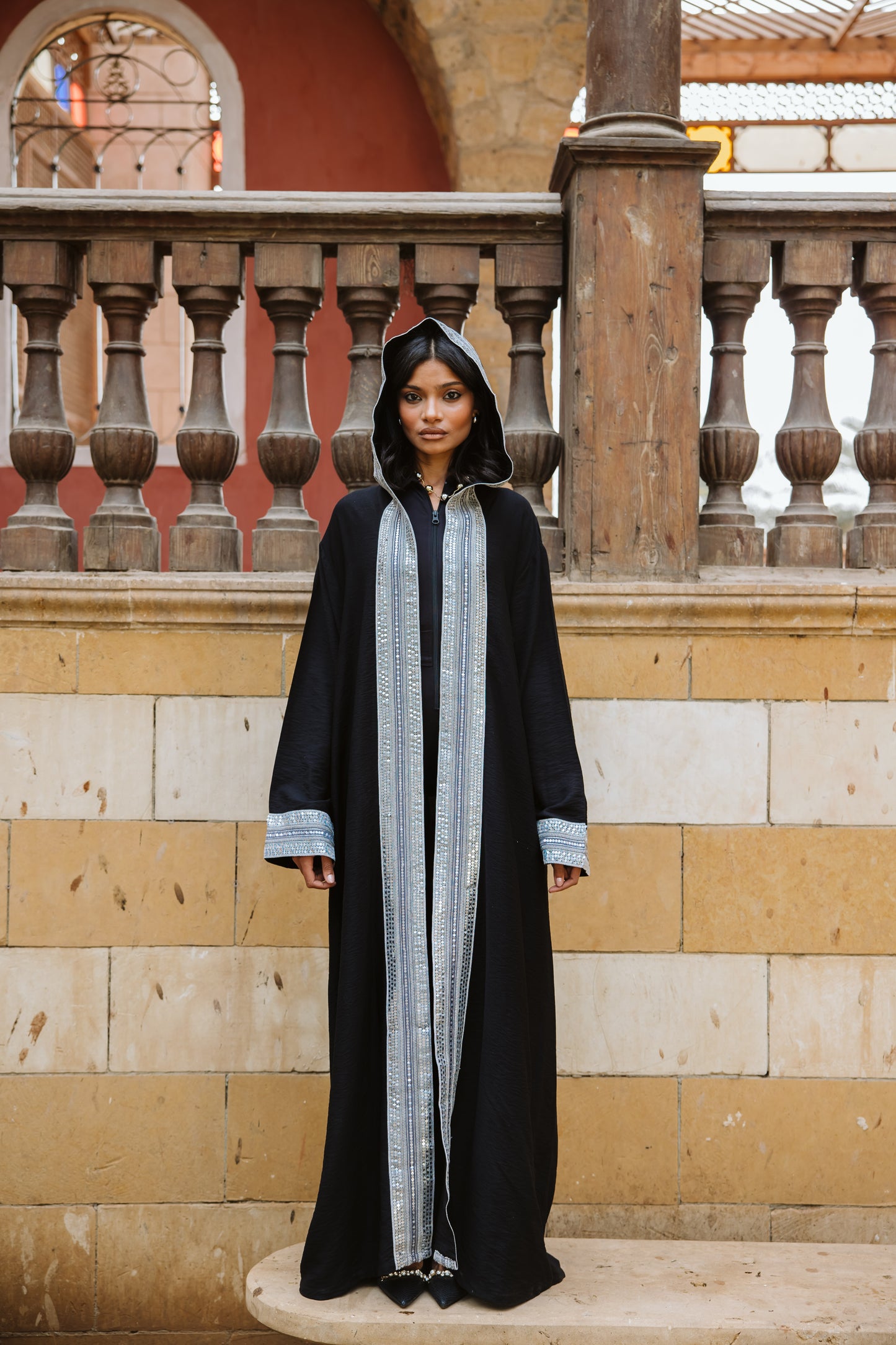 Moroccan kaftan in black - silver edition