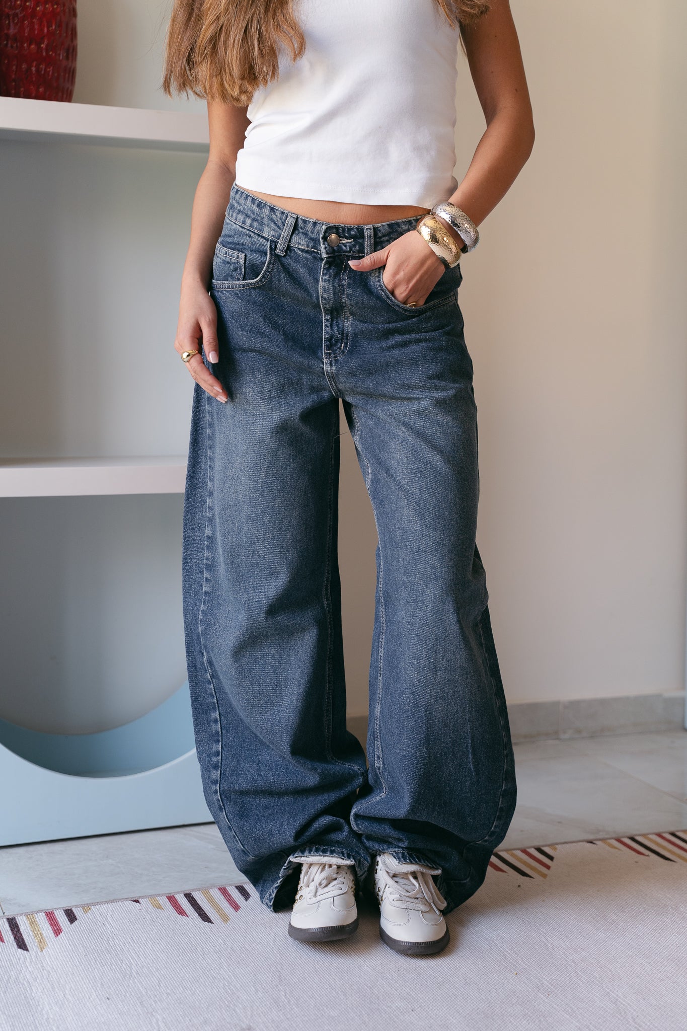 Balloon Denim Pants - Deep Blue