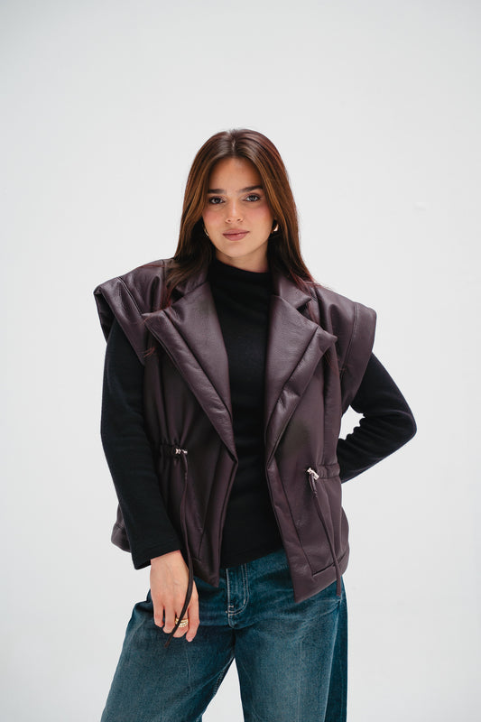 Downtown Leather Vest in Burgundy