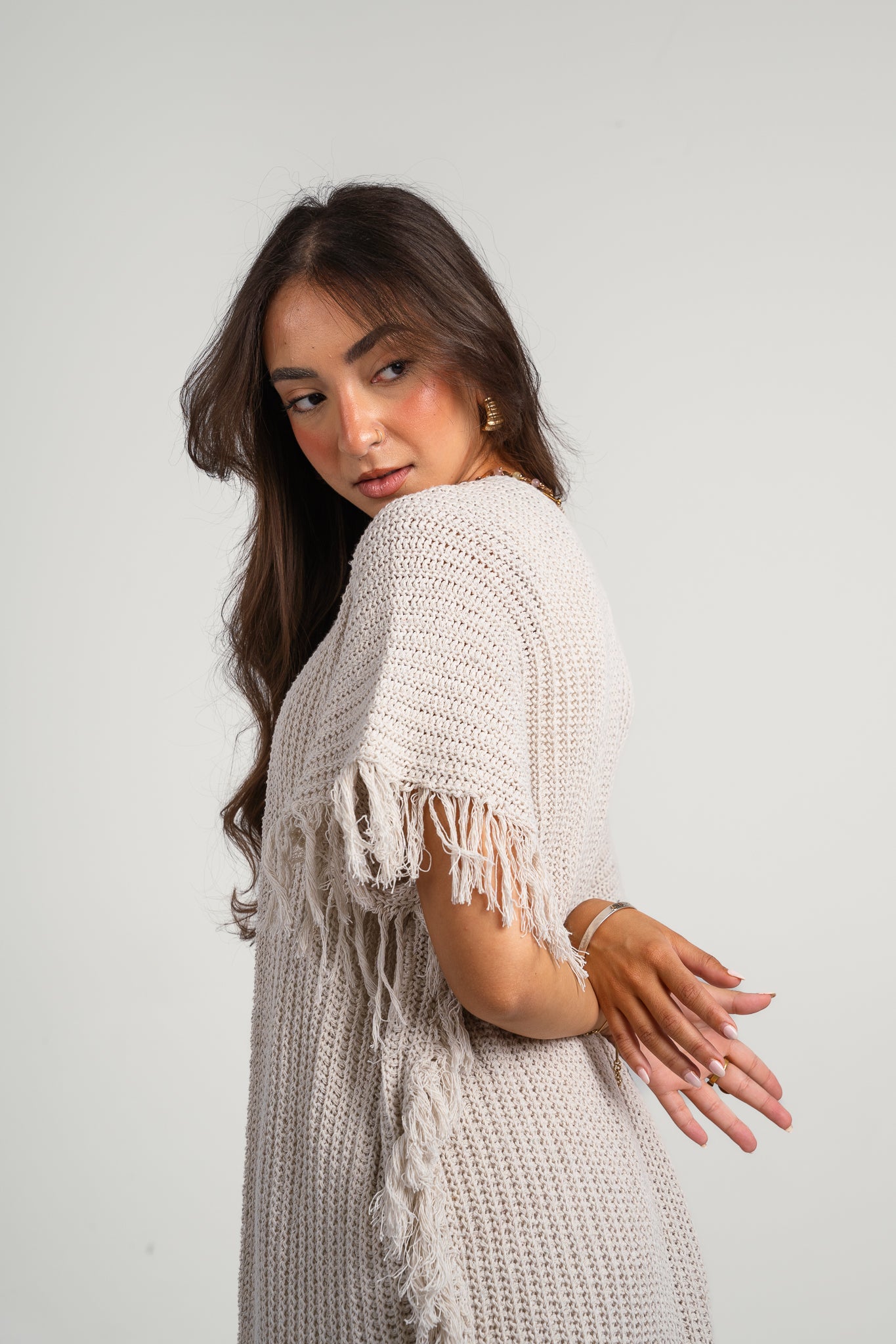 Clear skies crochet cover-up in Off-White