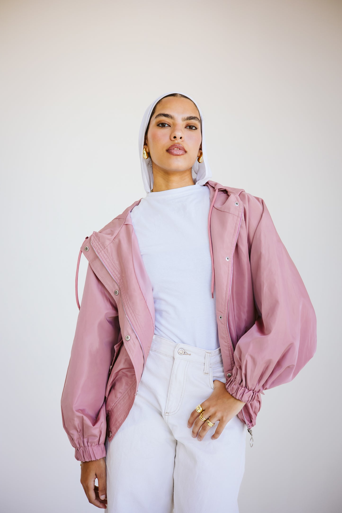 Waterproof jacket in blush