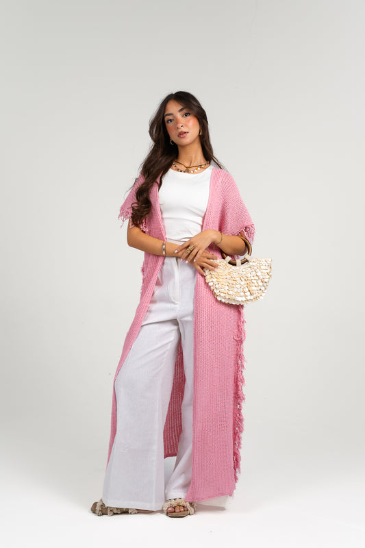 Clear skies crochet cover-up in Pink