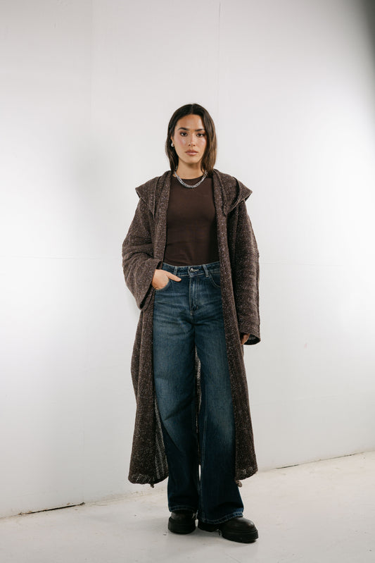 Moon Glow Knit Cardigan in Shimmer Brown