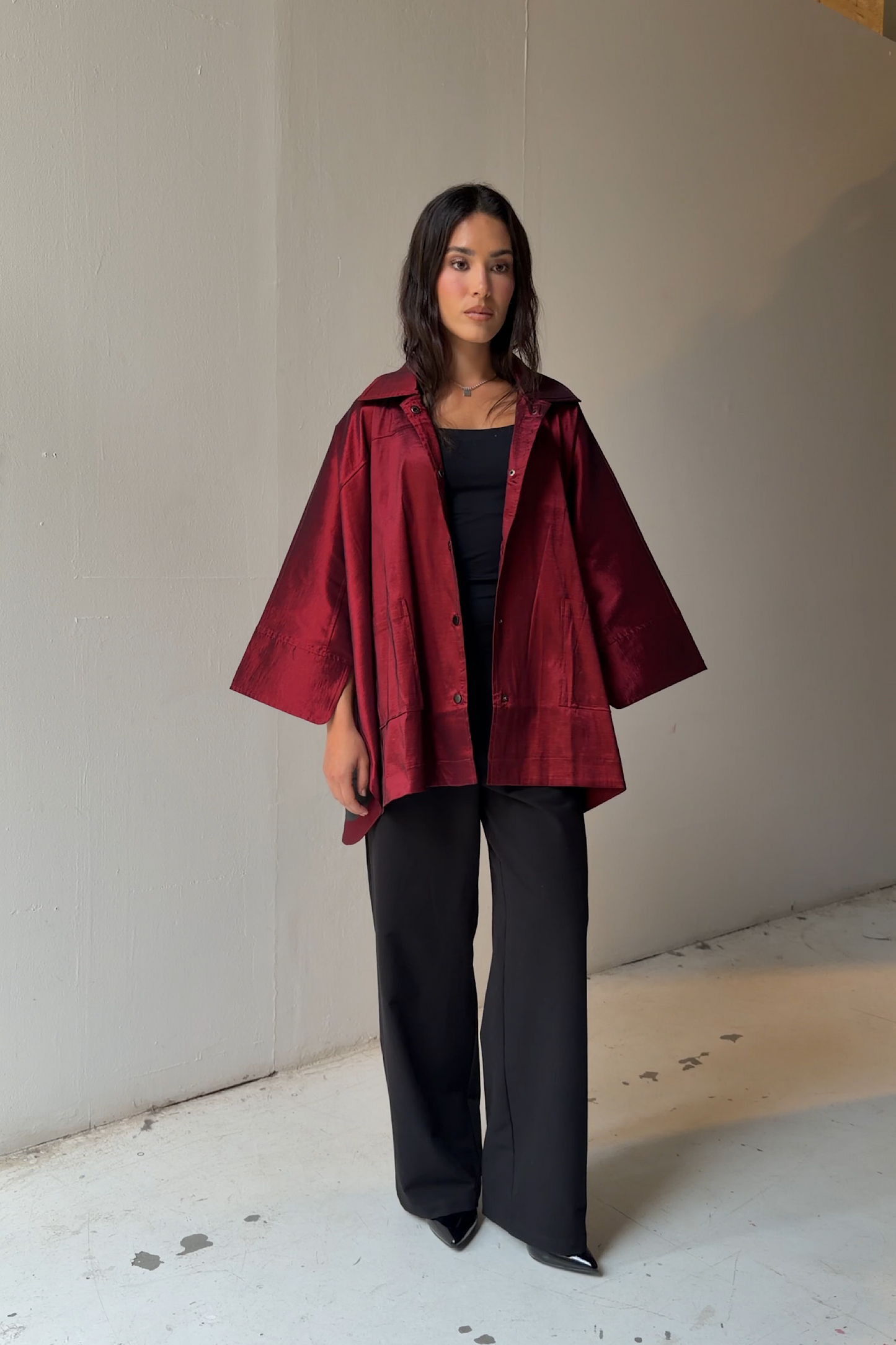 Shine On Cape in Burgundy