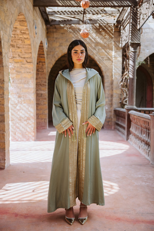 Moroccan kaftan in olive