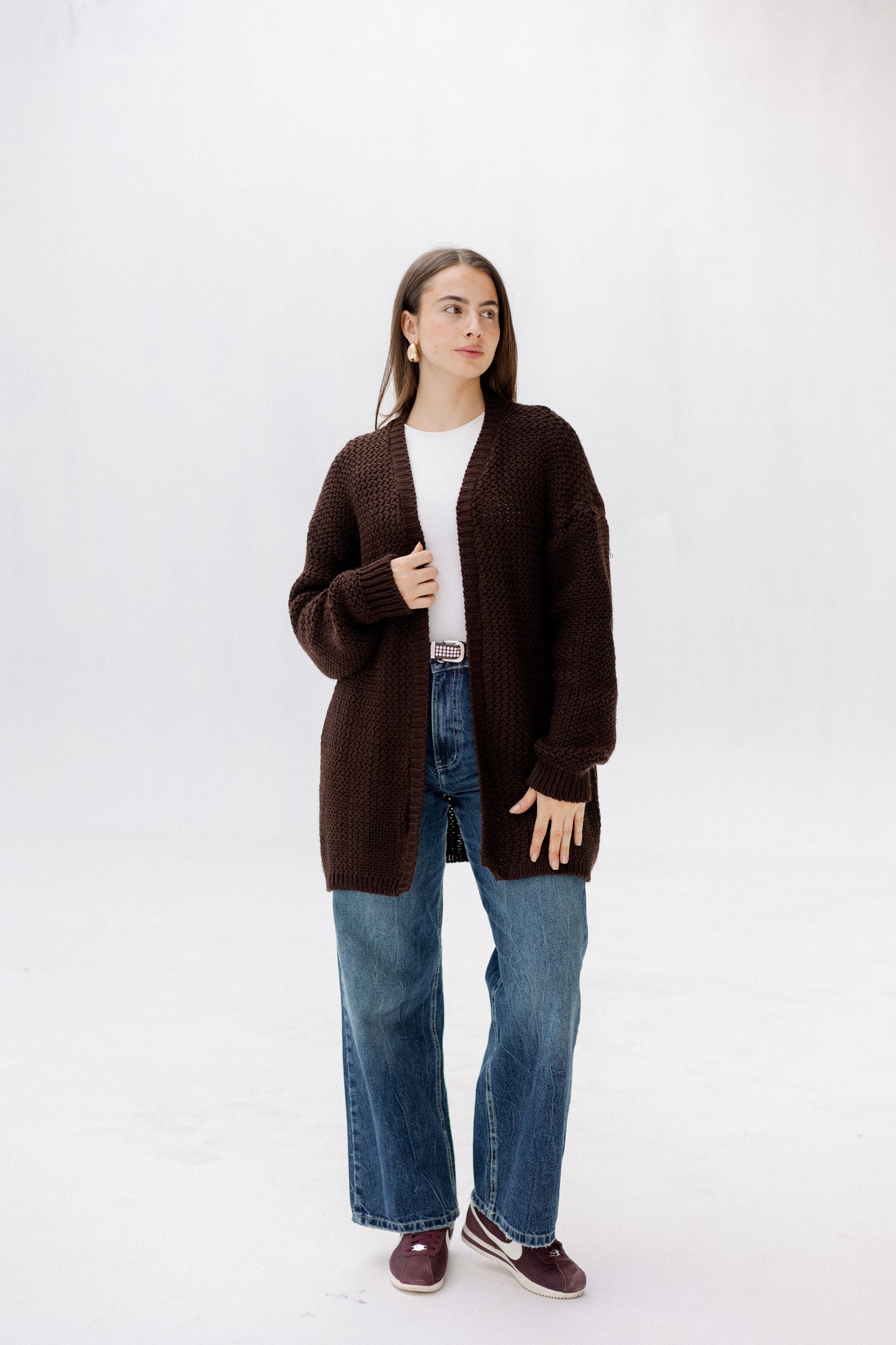 Whisper Knit Cardigan in Brown