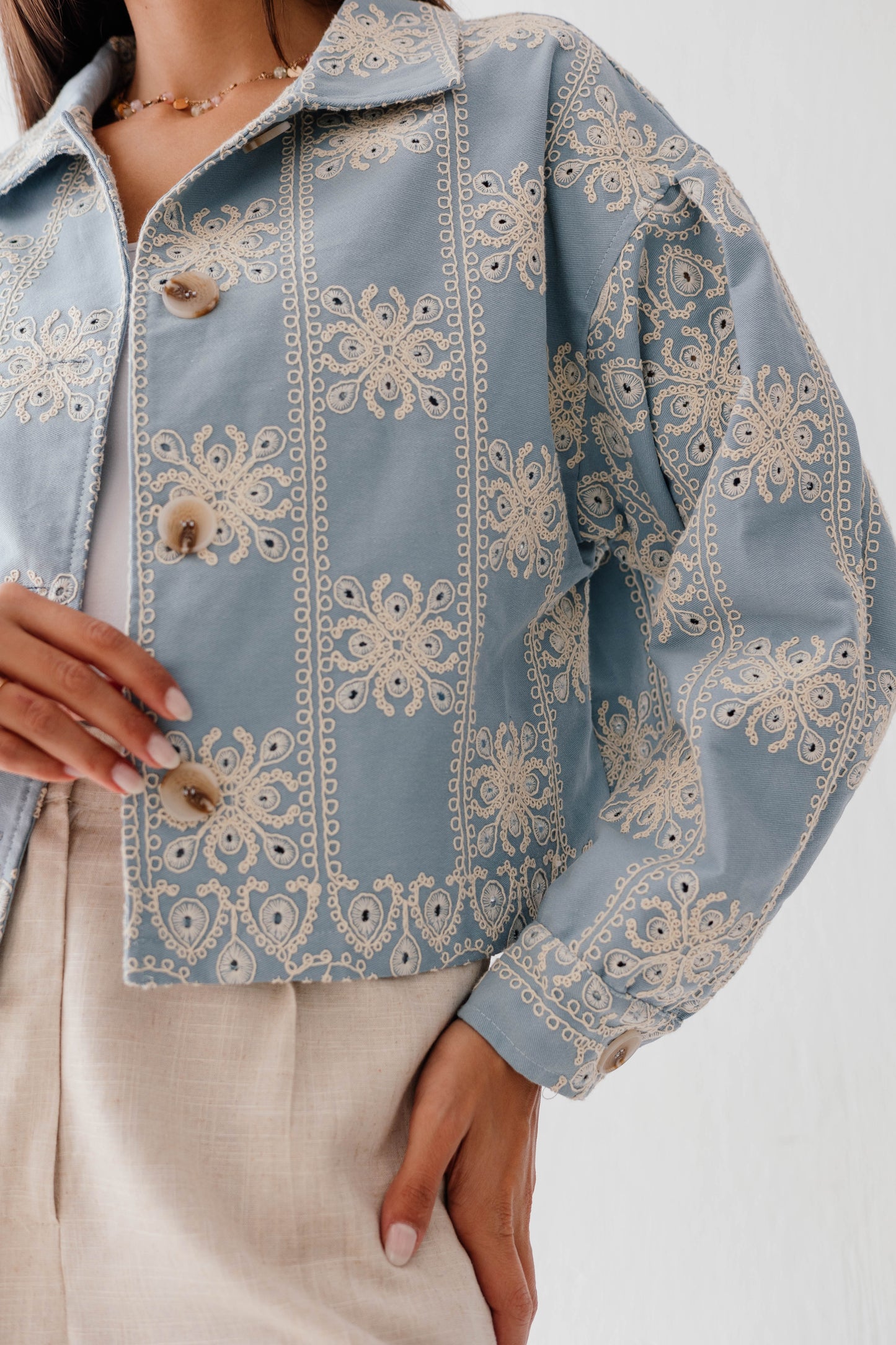 Embroidered jacket in Blue